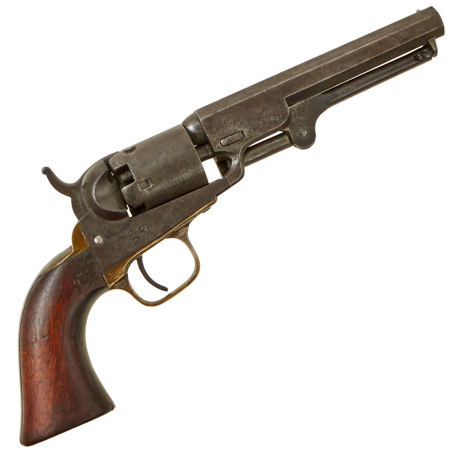Buy Original U.S. Civil War Colt M1849 Pocket Percussion Revolver with 5" Barrel & Partial Cylinder Scene made in 1860 - Serial 163496 | Original Firearms Antique For Sale