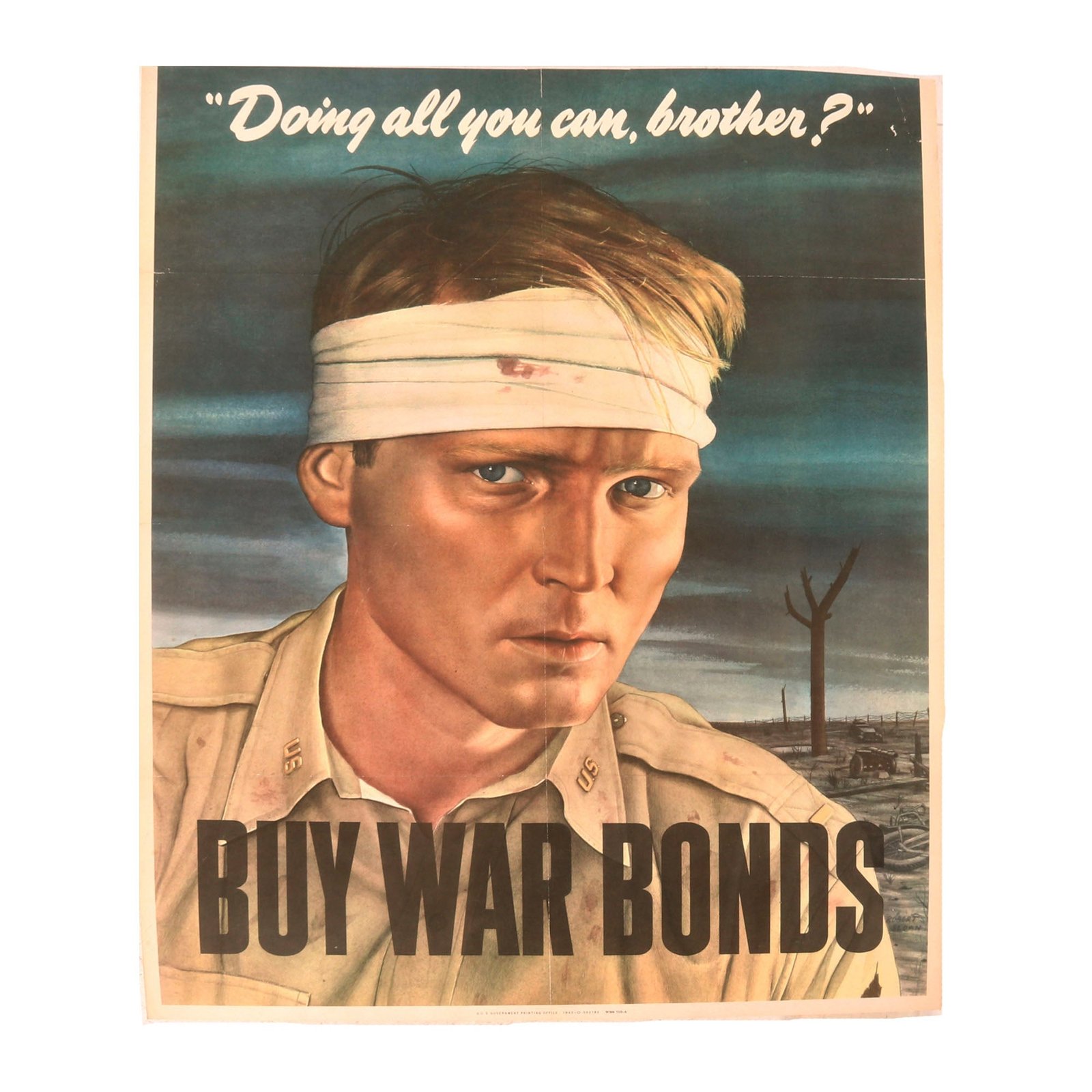 Buy Original U.S. WWII 1943 Propaganda Poster - Doing All You Can Brother? Buy War Bonds - 22 x 27” | Original Firearms Antique For Sale