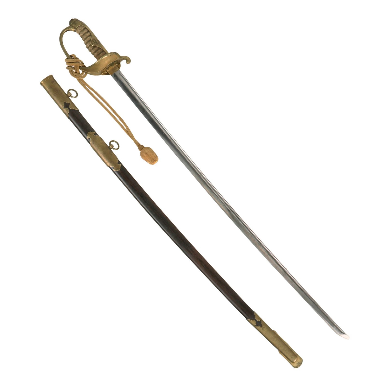 Buy Original Imperial Japanese WWII Korean Occupation Hannin Level Colonial Official Sword with Shark-Skin Scabbard and Sword Knot | Original Firearms Antique For Sale