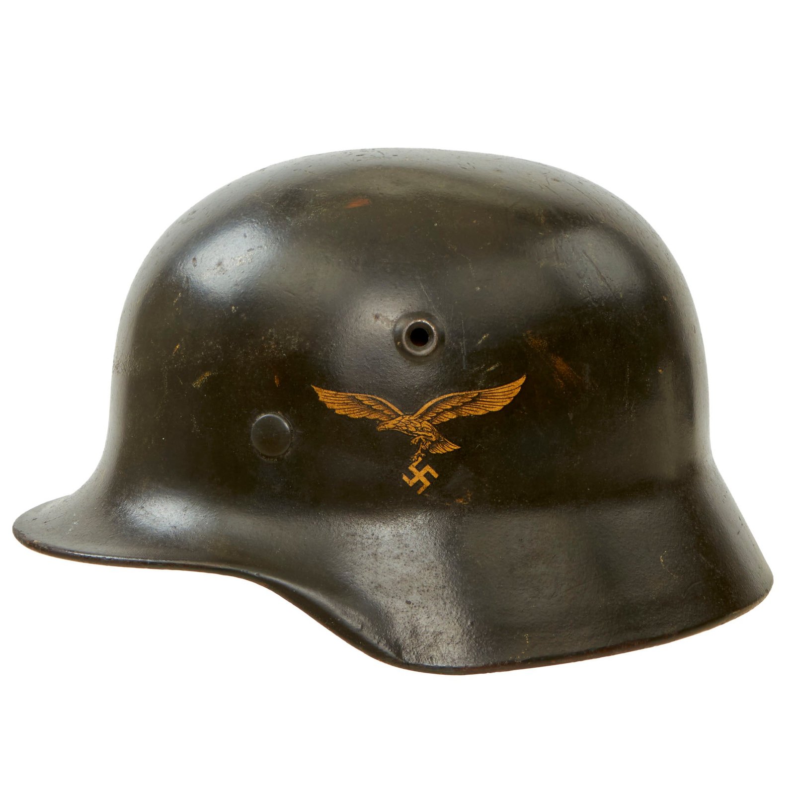 Buy Original German WWII Luftwaffe M40 Single Decal Helmet with 55cm Liner & Chinstrap - Stamped Q62 | Original Firearms Antique For Sale