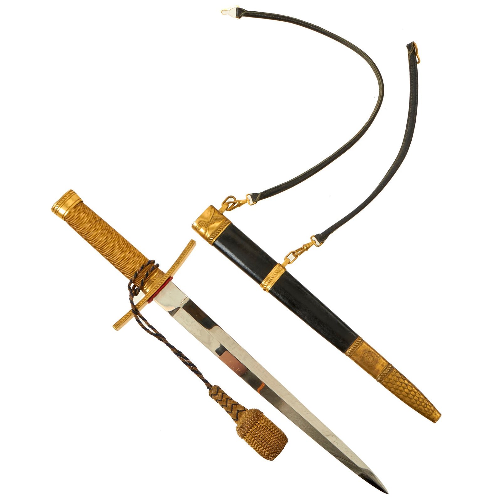 Buy Original Swedish Air Force M1930/53 Dress Dagger With Correct “Two-Loop” Scabbard and Portepee - Svenska flygvapen | Original Firearms Antique For Sale