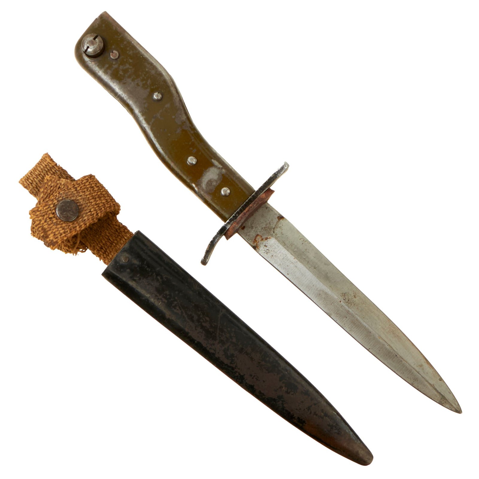 Buy Original Imperial German WWI DEMAG Crank Handle Ersatz Trench Knife Bayonet with RARE Paper-Cloth Ersatz Scabbard | Original Firearms Antique For Sale