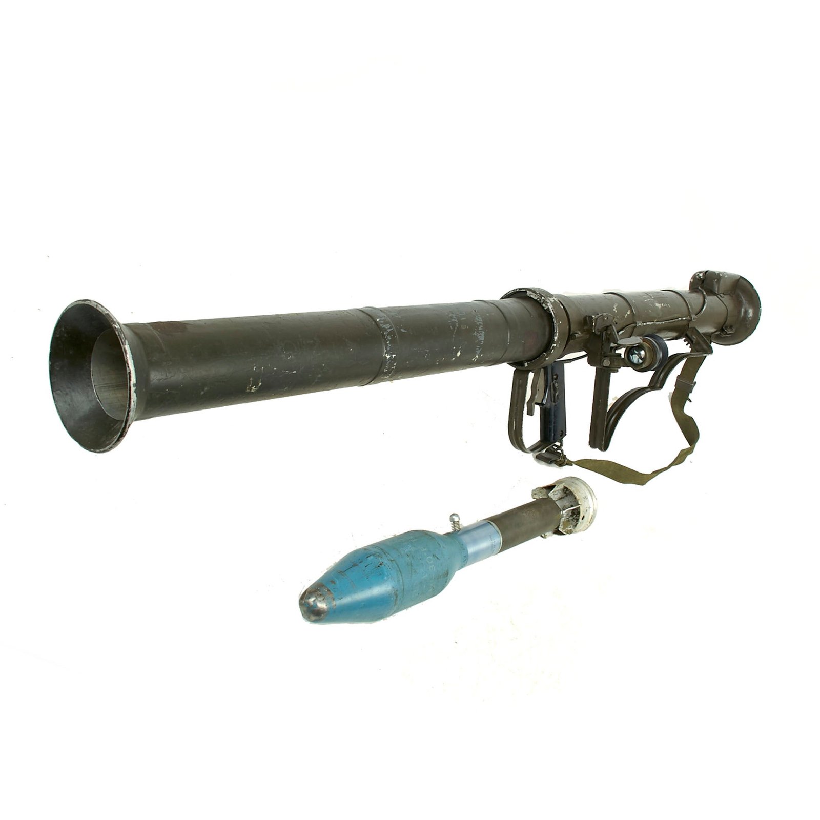 Buy Original U.S. M20 A1 B1 3.5 Inch Super Bazooka Deactivated Rocket Launcher by Birtman Elec. Co. with Inert Practice Rocket and Sling | Original Firearms Antique For Sale