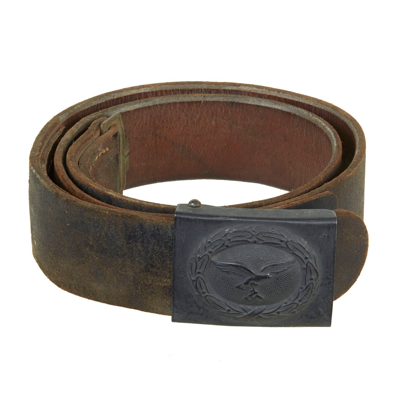 Buy Original German WWII 1943 Dated Luftwaffe Leather Belt with Painted Steel Buckle by Ebberg & Co. of Lüdenscheid | Original Firearms Antique For Sale