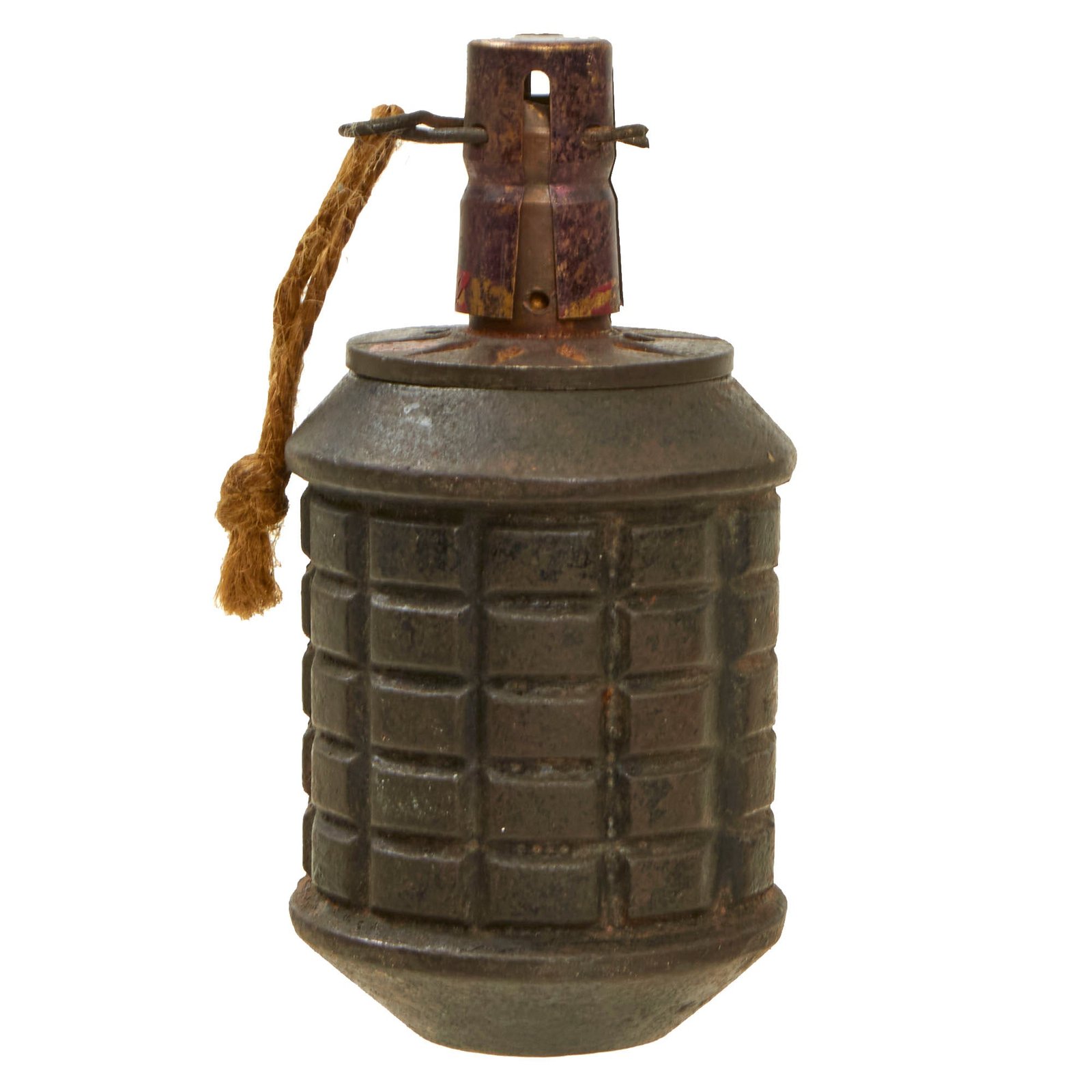 Buy Original Japanese WWII 1940 Dated Type 97 Inert Fragmentation Hand Grenade with Fuse & Pull String | Original Firearms Antique For Sale
