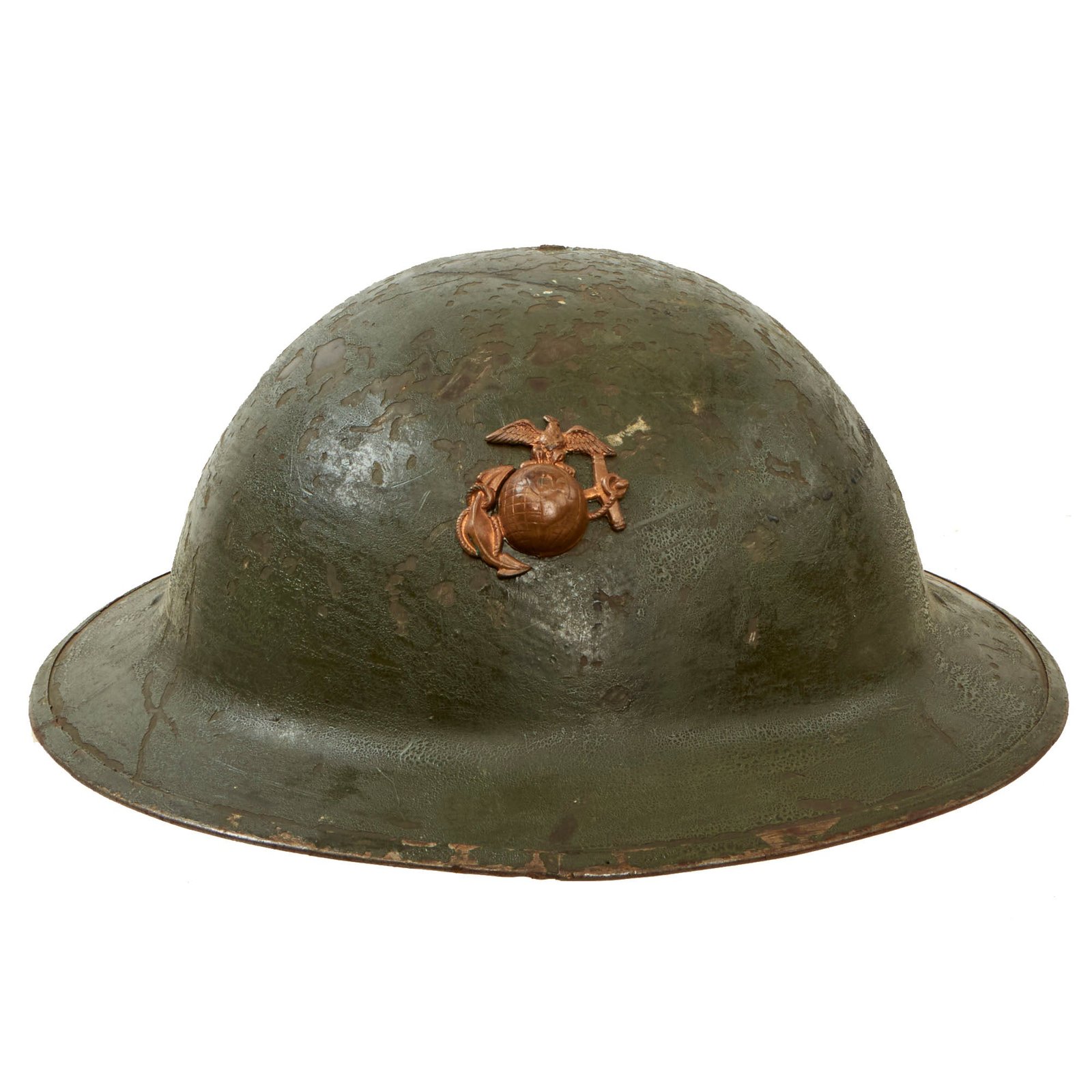 Buy Original U.S. WWI USMC M1917 Doughboy Helmet with Post-War Repaint & EGA Device | Original Firearms Antique For Sale