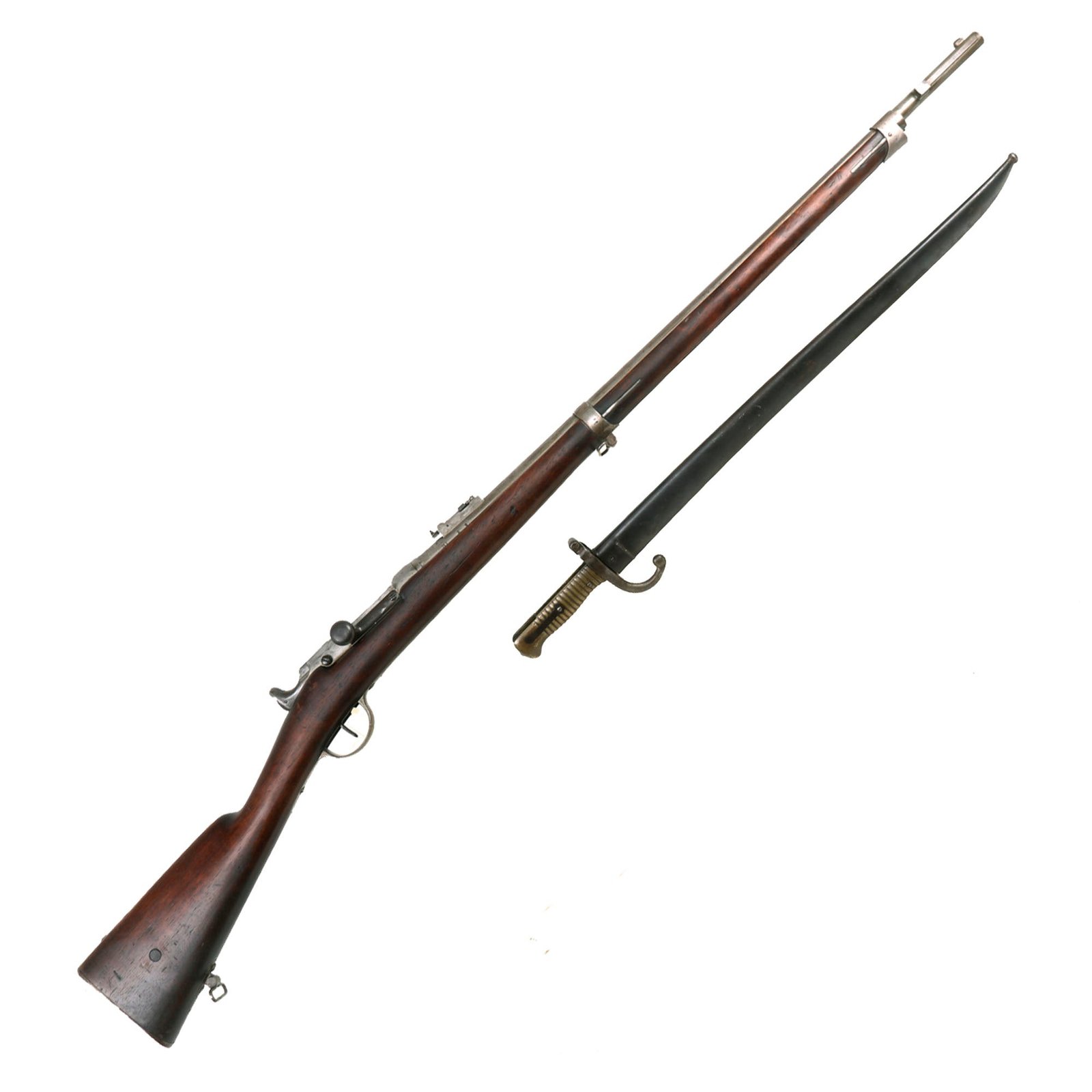 Buy Original French Fusil Modèle 1866 Chassepot Needle Fire Rifle by Tulle Dated 1867 with Saber Bayonet & Scabbard - Serial R 7800 | Original Firearms Antique For Sale