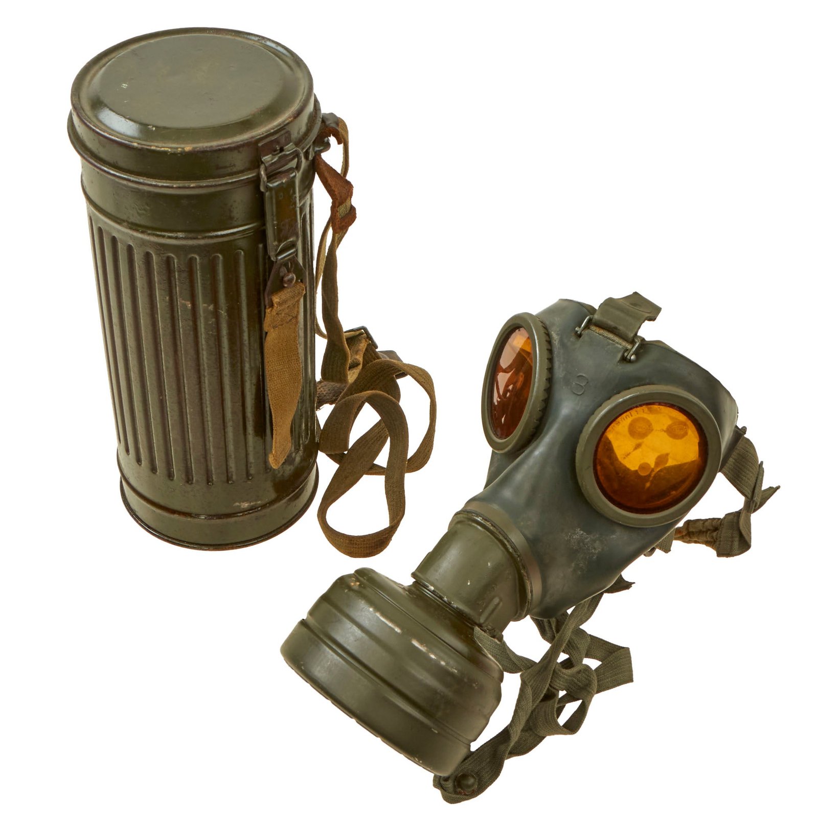 Buy Original German WWII M38 Size 3 Gas Mask with Fe 37 Filter and Canister - Dated 1940 & 1941 | Original Firearms Antique For Sale