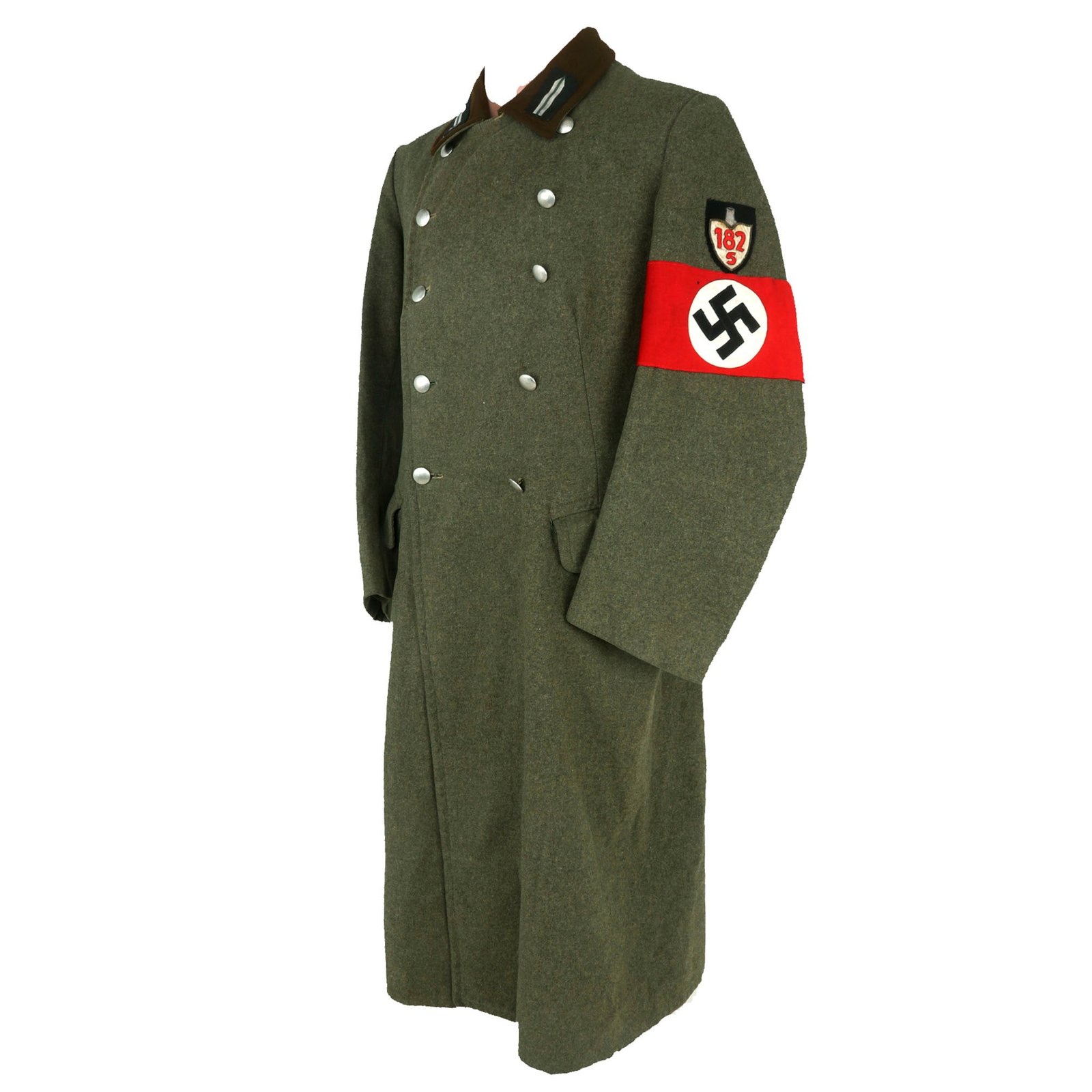 Buy Original German WWII Reichsarbeitsdienst RAD Labor Service Vormann NCO's Greatcoat with Armband & Bullion Embroidered Unit Assignment Shield - Dated 1934 | Original Firearms Antique For Sale