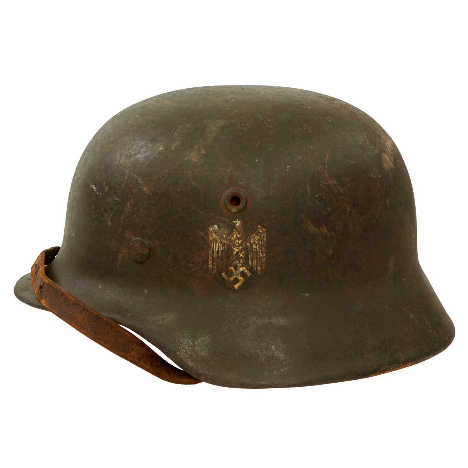 Buy Original German WWII M40 Single Decal Army Heer Helmet with Liner & Chinstrap - NS64 | Original Firearms Antique For Sale