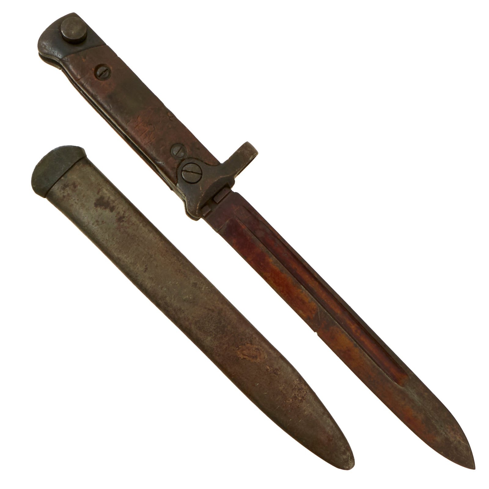 Buy Original Italian WWII M1938 Mannlicher Carcano Short Rifle Folding Bayonet with Scabbard | Original Firearms Antique For Sale