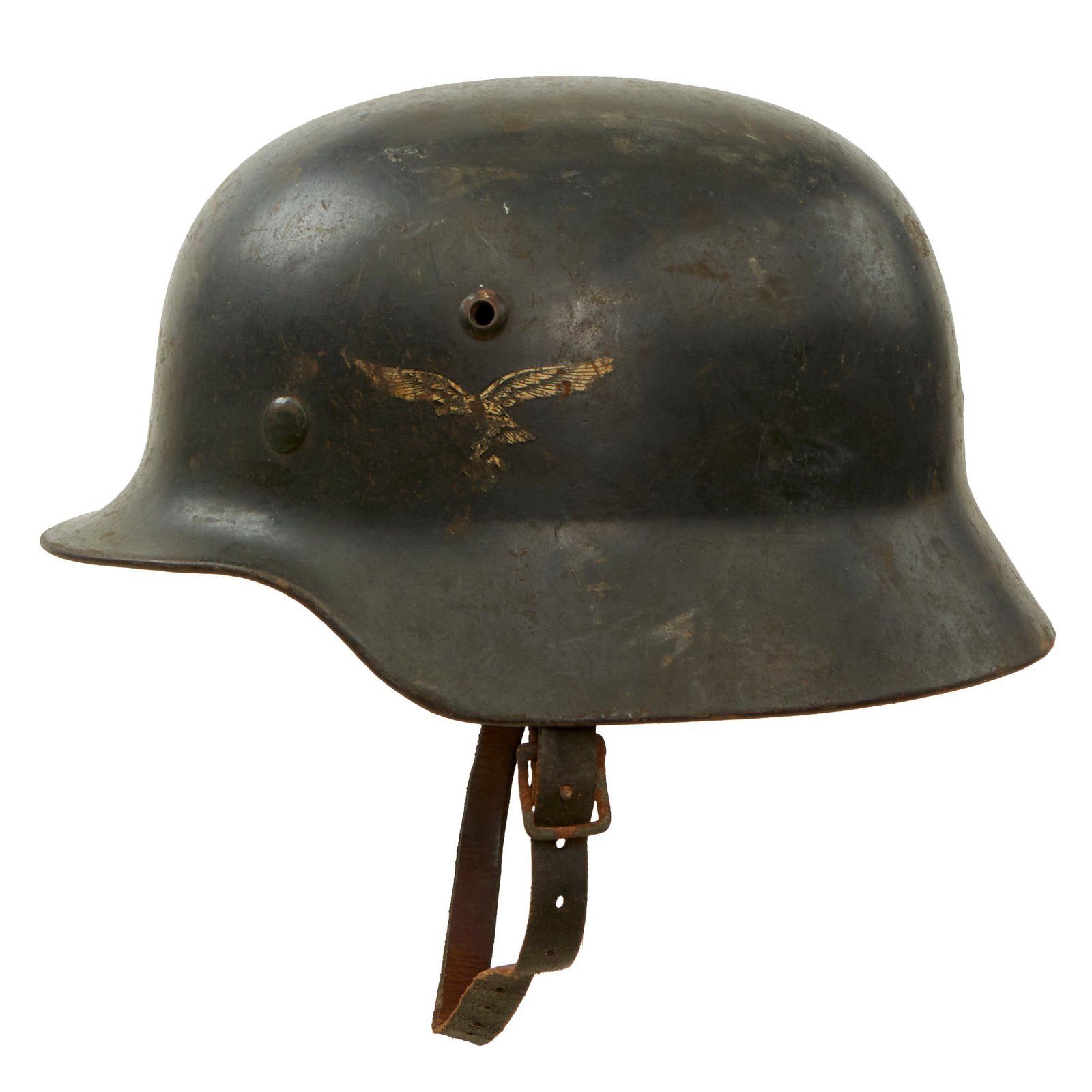 Buy Original German WWII Luftwaffe M35 Double Decal Steel Helmet with 1937 Dated 58cm Liner & Chinstrap - stamped SE66 | Original Firearms Antique For Sale