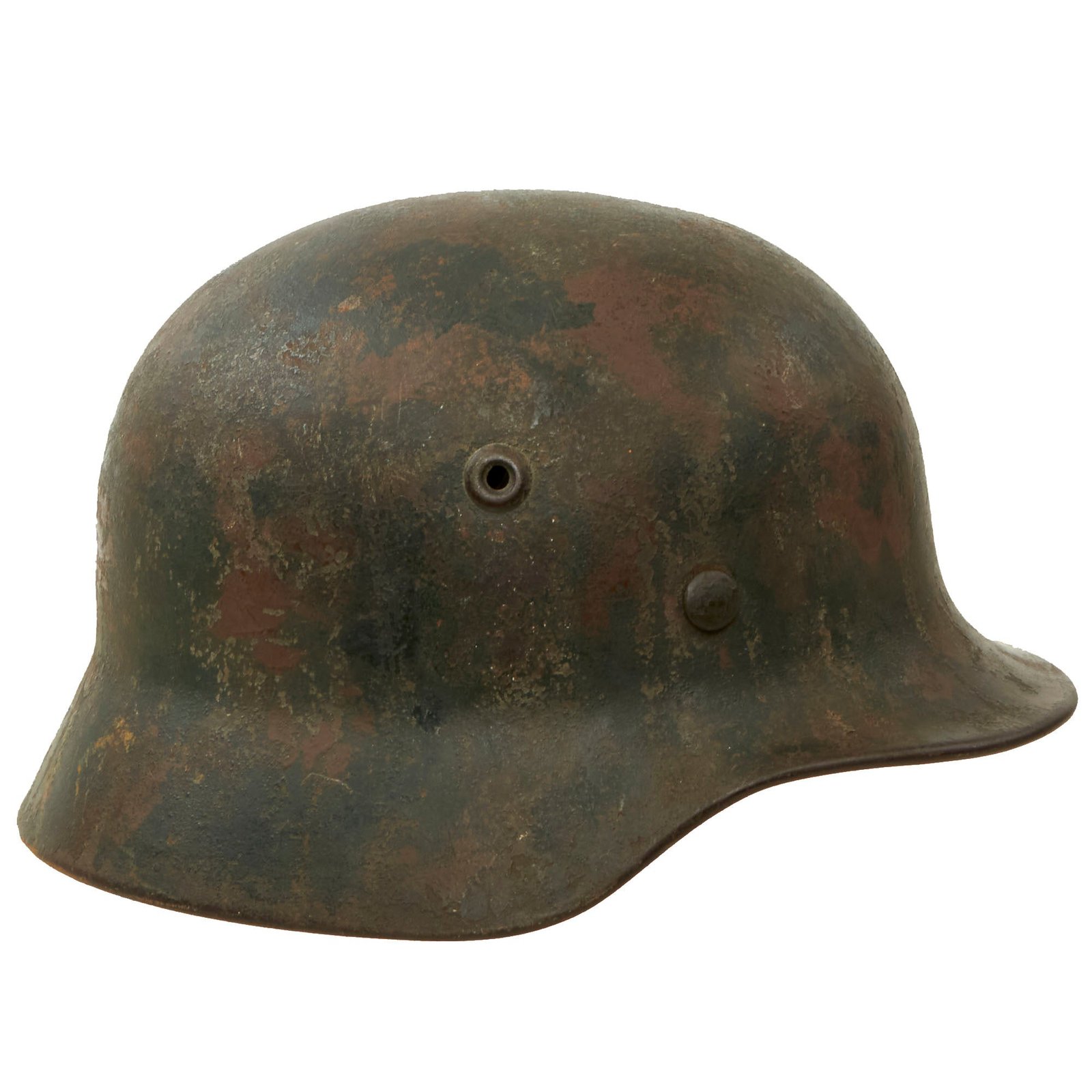 Buy Original German WWII Army Heer M40 Camouflage Steel Helmet with Crack Across Crown and Worn 55cm Liner - Q62 | Original Firearms Antique For Sale