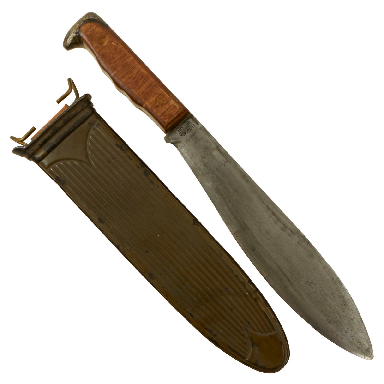 Buy Original U.S. WWI Modified Model 1917 Bolo Knife by Plumb St. Louis with Rare Steel Scabbard by L.F. & C Dated 1918 | Original Firearms Antique For Sale