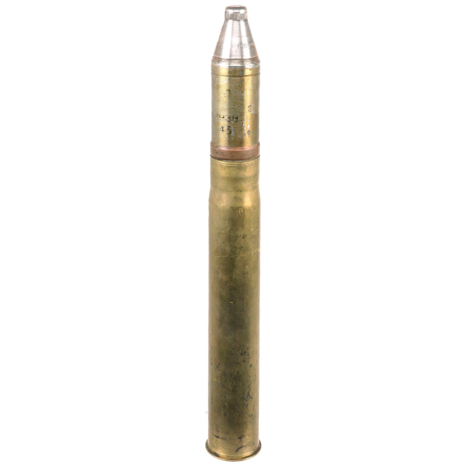 Buy Original Rare Soviet WWII Inert UO-243 45mm Fragmentation Round with KTM-1 Fuze - Dated 1938 | Original Firearms Antique For Sale