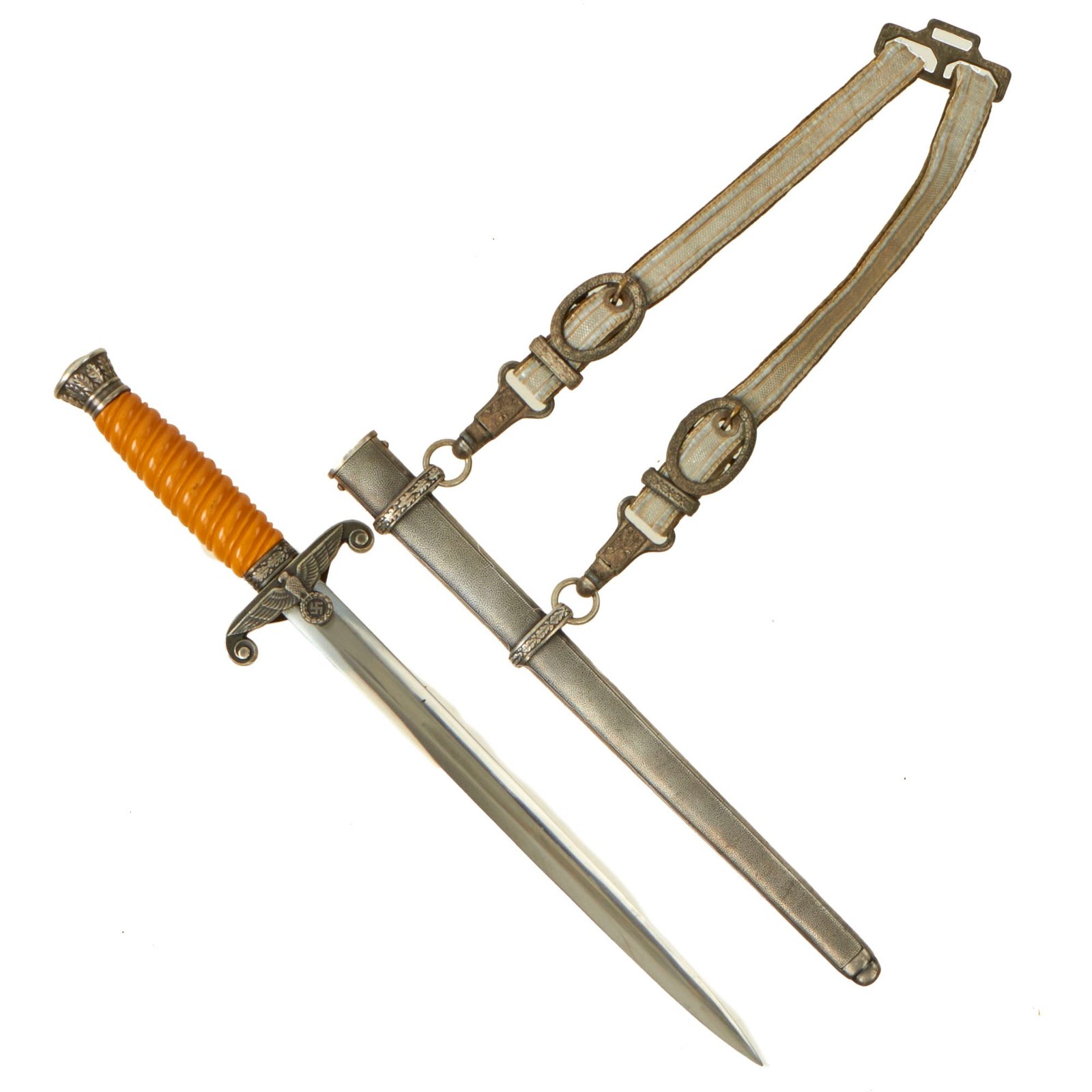 Buy Original German WWII Army Heer Officer Dagger with Scabbard and Hanger - Excellent Unmarked Blade | Original Firearms Antique For Sale