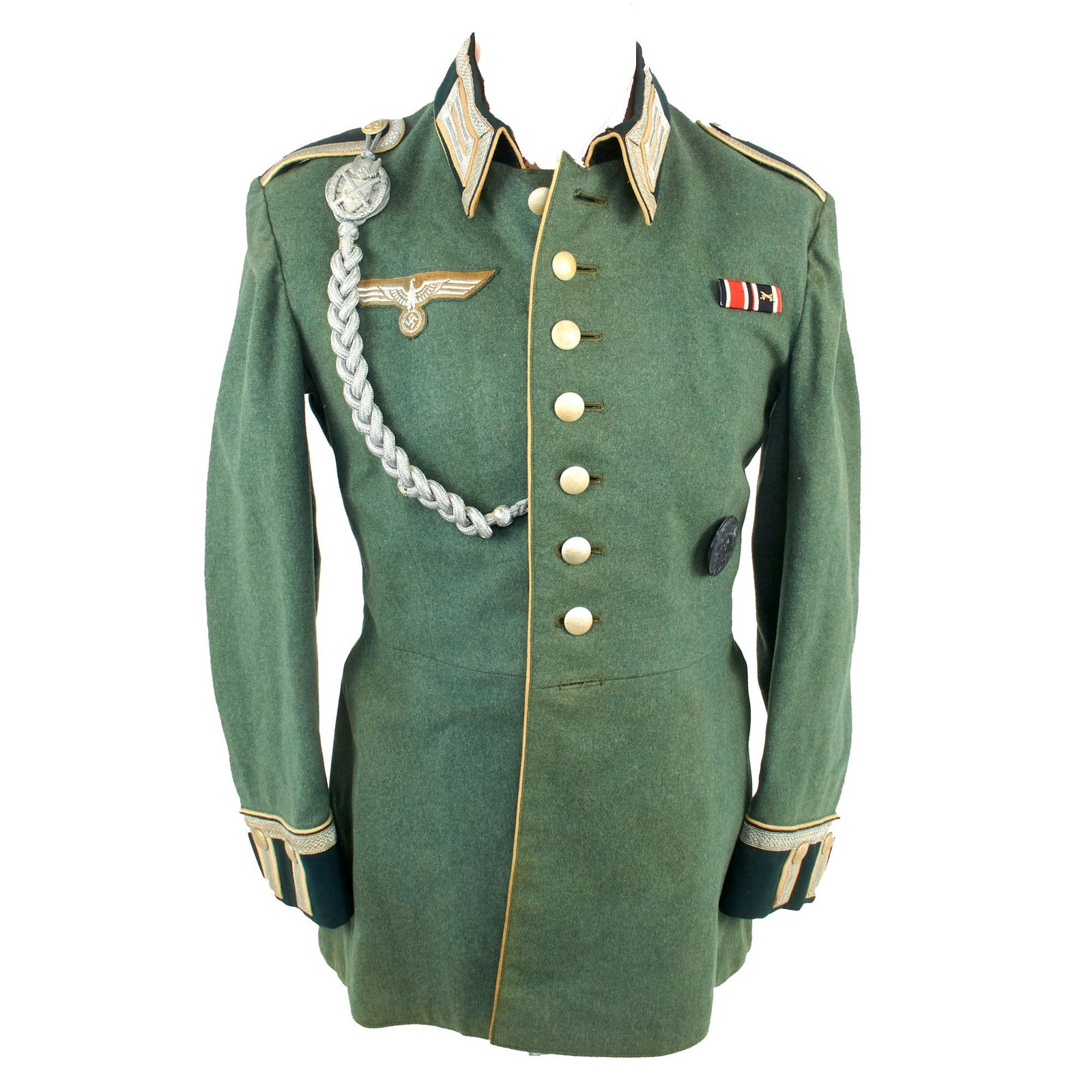 Buy Original German WWII Heer Army Infantry Unteroffizier NCO M35 Waffenrock Dress Tunic with Shooting Lanyard, Wound Badge, and Medal Bar | Original Firearms Antique For Sale