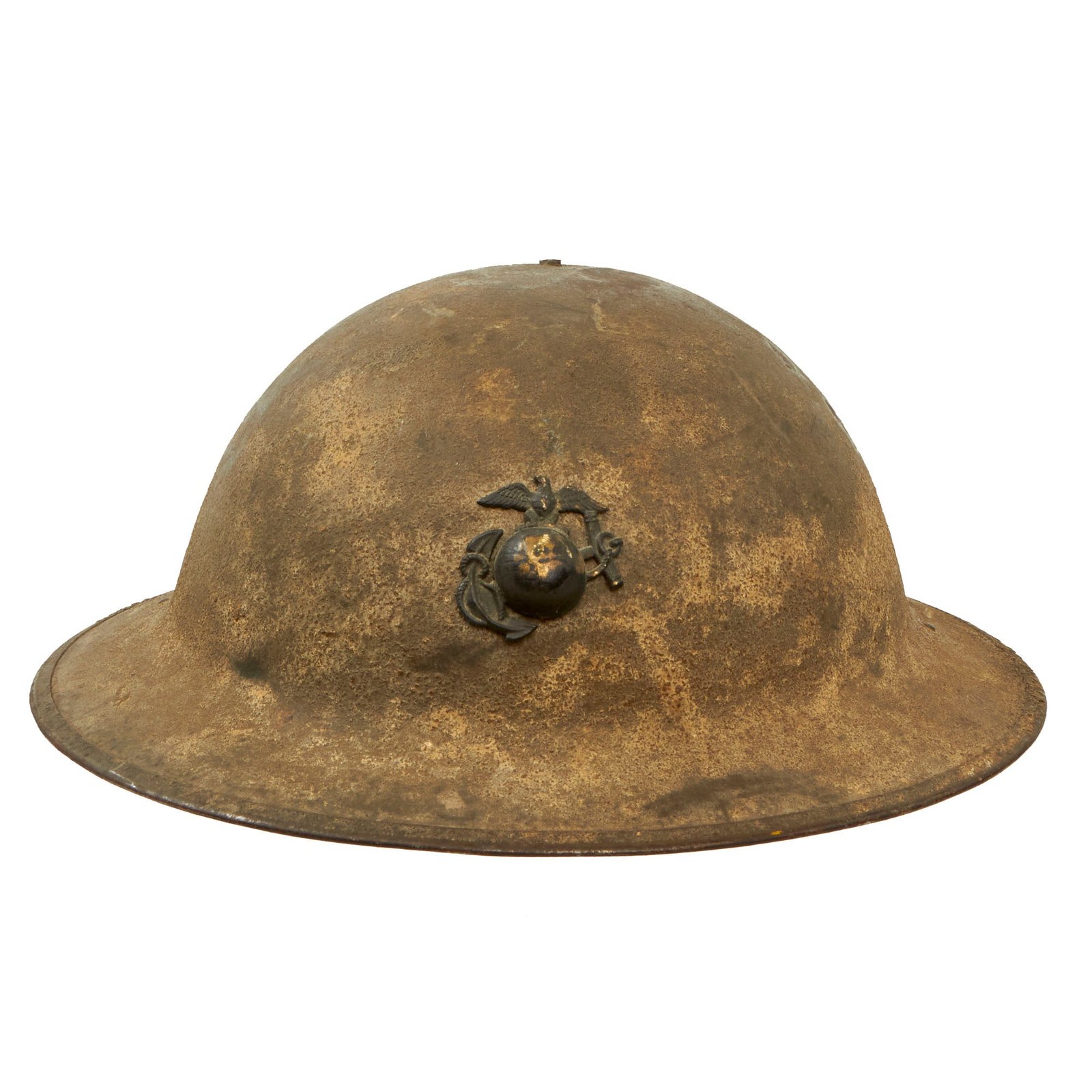 Buy Original U.S. WWI USMC M1917 Doughboy Helmet with Intact Liner & Chinstrap - Featuring Period Correct Eagle, Globe and Anchor | Original Firearms Antique For Sale