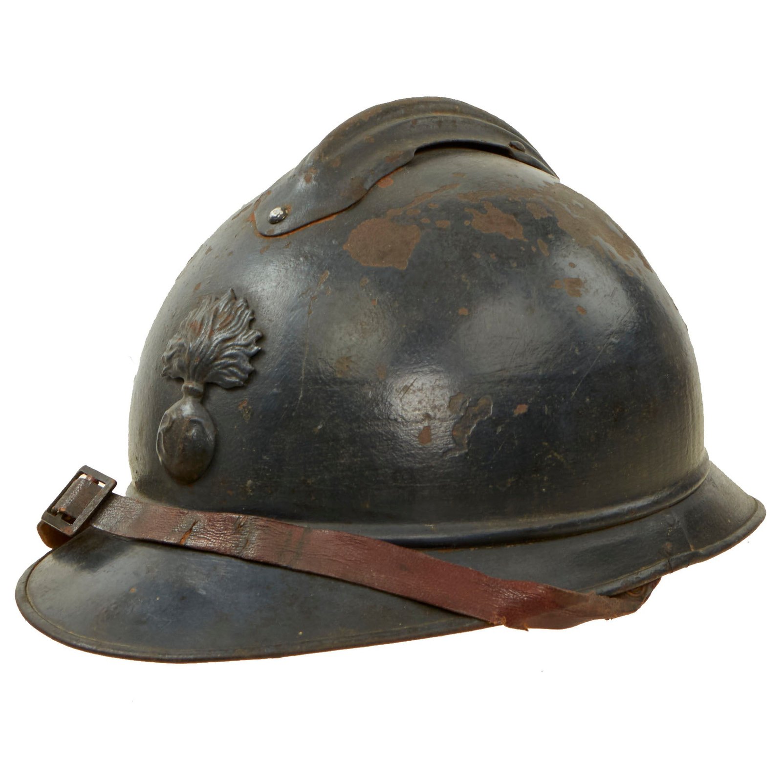 Buy Original French WWI Issue Model 1915 Infantry Adrian Helmet in Horizon Blue with Liner & Chinstrap | Original Firearms Antique For Sale
