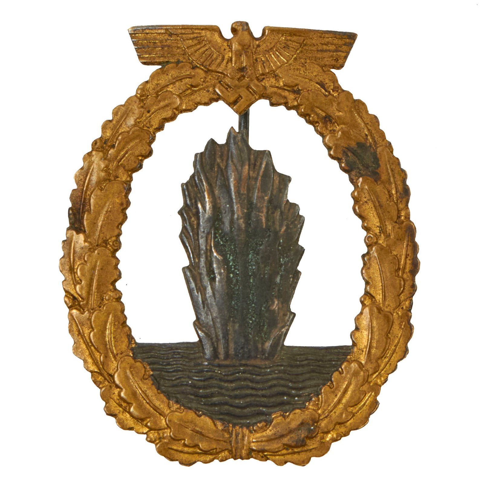 Buy Original German WWII Kriegsmarine Minesweeper War Badge - Early Brass Construction | Original Firearms Antique For Sale