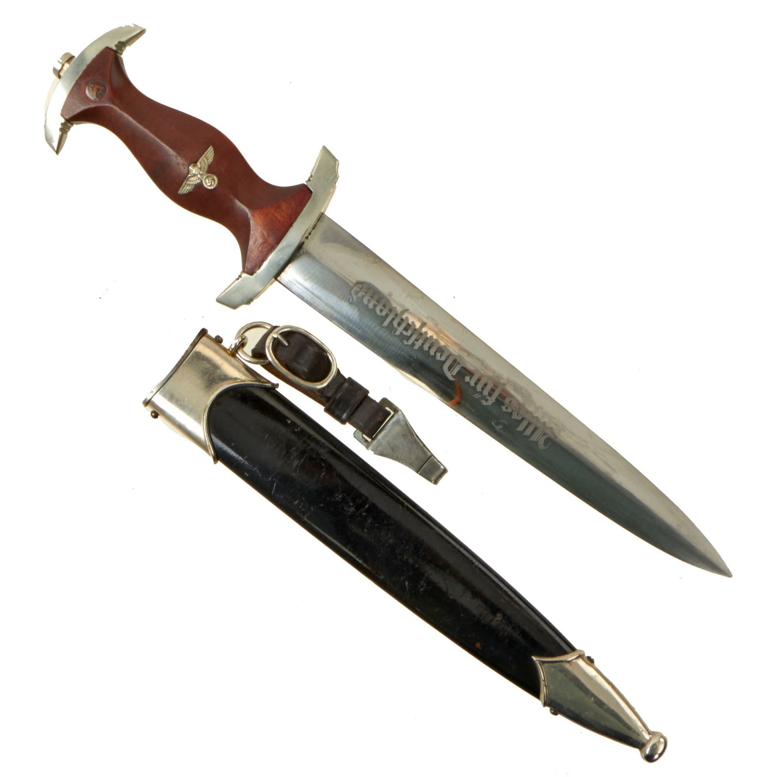 Buy Original German Early WWII NSKK Dagger by Carl Eickhorn of Solingen with Scabbard and Belt Hanger - 1933-1935 Trademark | Original Firearms Antique For Sale