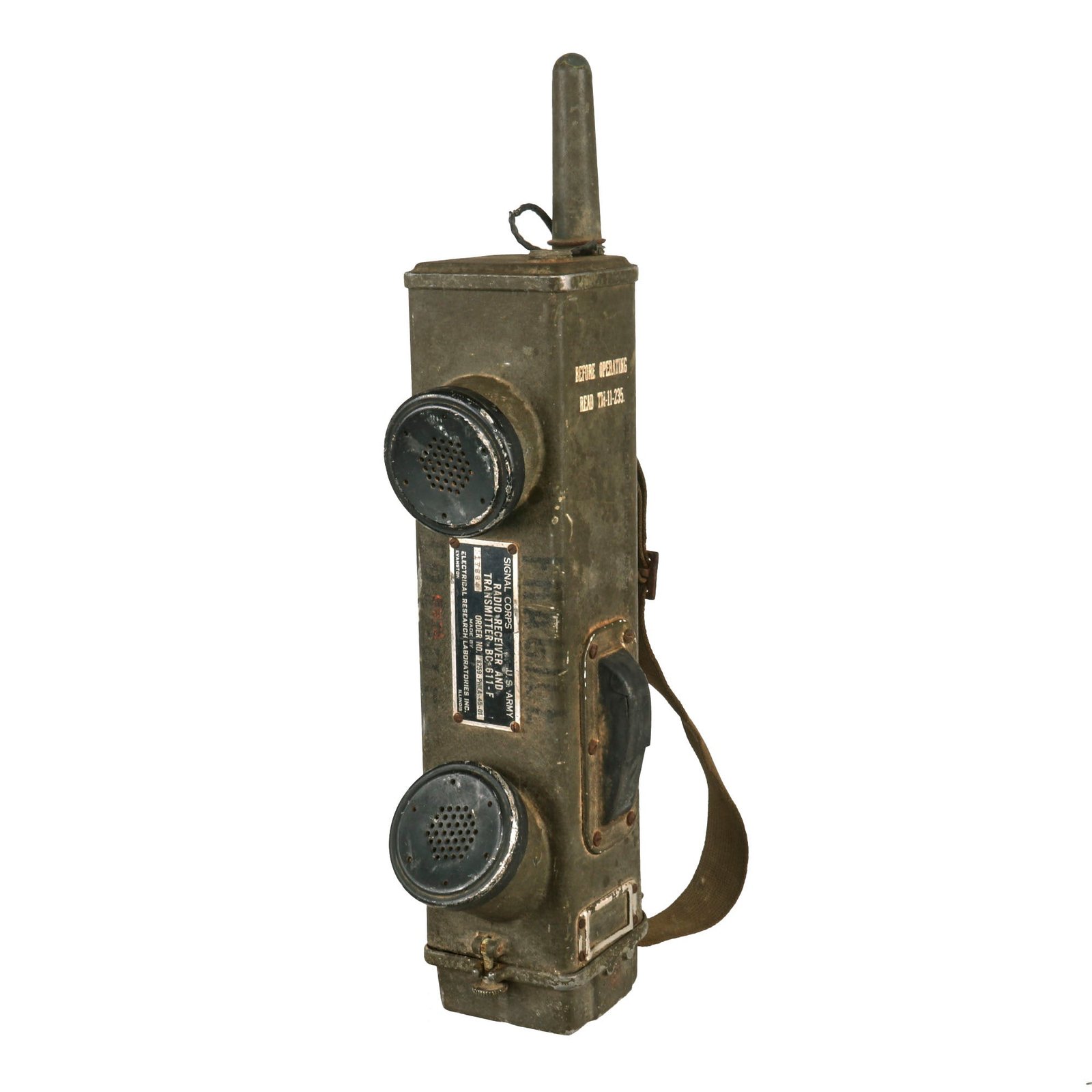 Buy Original U.S. WWII Handie Talkie SCR-536 Radio Transceiver BC-611 -F by Electrical Research Laboratories | Original Firearms Antique For Sale