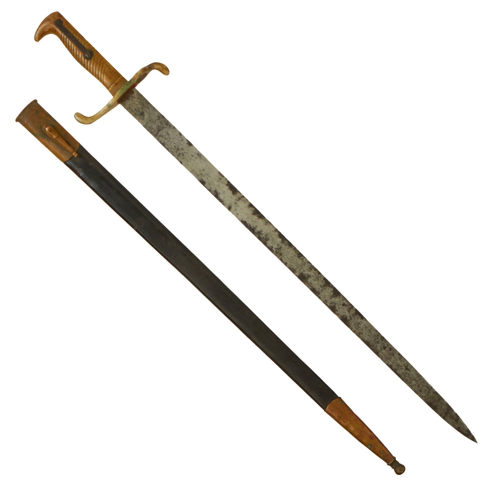 Buy Original Imperial German WWI M-1871 Mauser "Walking Out" Parade Dress Bayonet with Scabbard | Original Firearms Antique For Sale