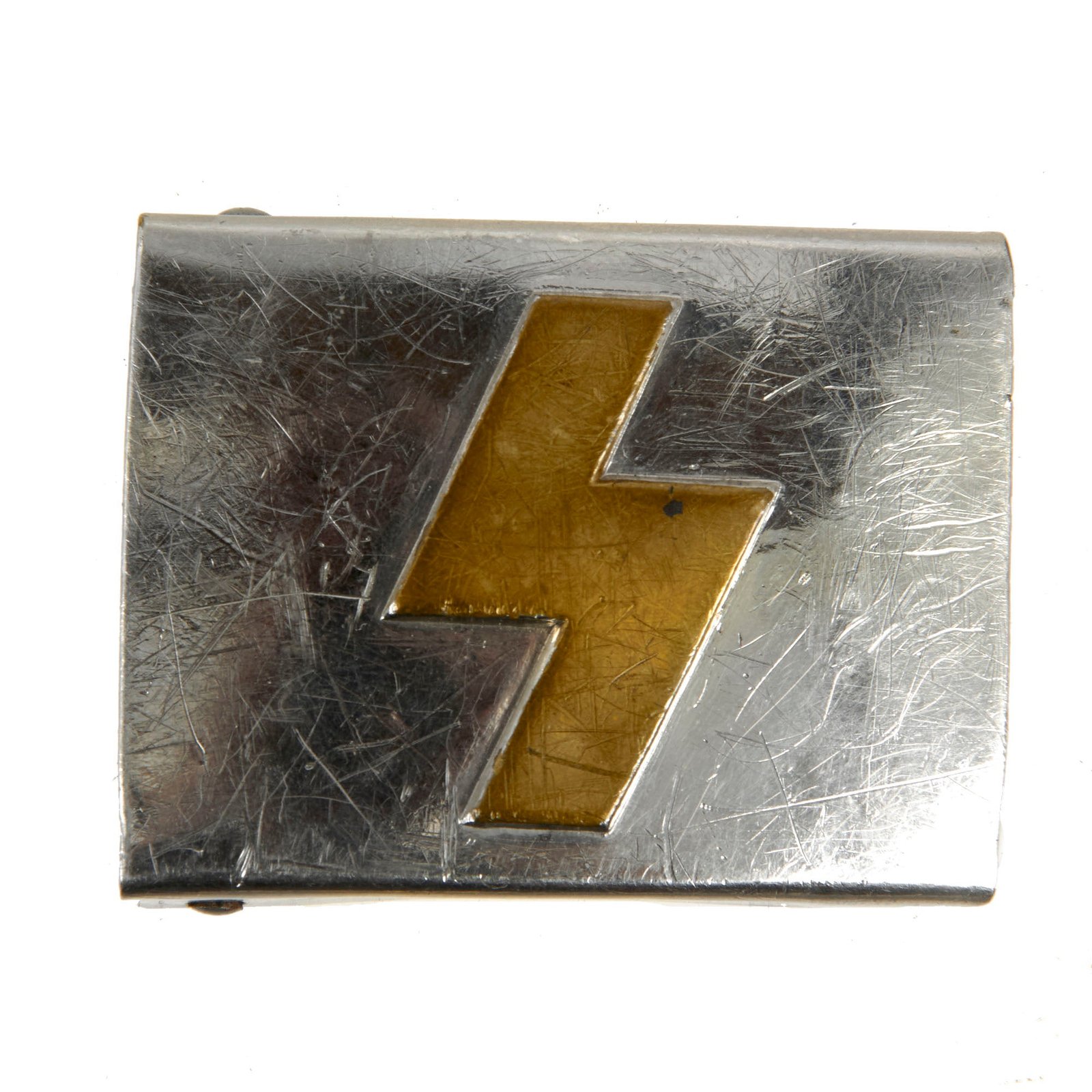 Buy Original German WWII Early HJ Deutsches Jungvolk DJ Single Rune Plated Brass Buckle - Marked RZM UE8 | Original Firearms Antique For Sale