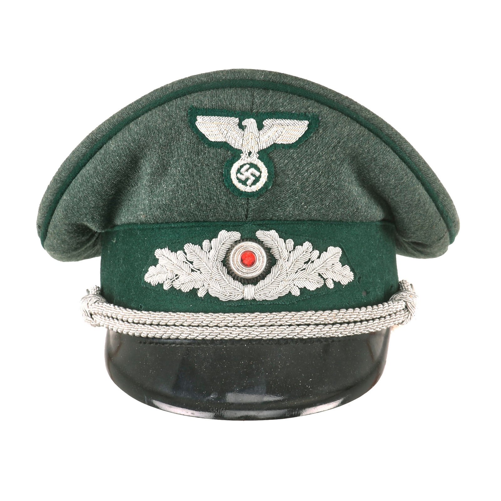 Buy Original German WWII Forestry Service Officers Schirmmütze Visor Cap with Embroidered Insignia by W. Michovius Cottbus | Original Firearms Antique For Sale