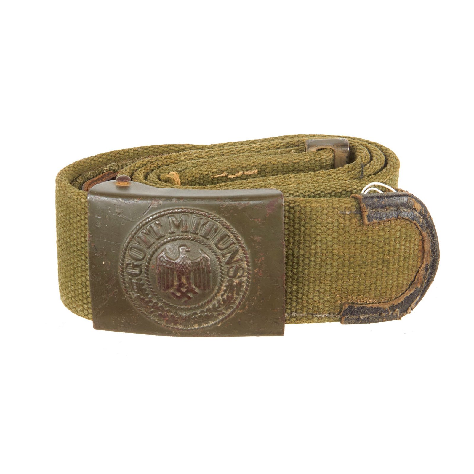Buy Original German WWII Rare Tropical Afrikakorps DAK Web Belt with 1941 Dated Steel Buckle by Noelle & Hueck | Original Firearms Antique For Sale