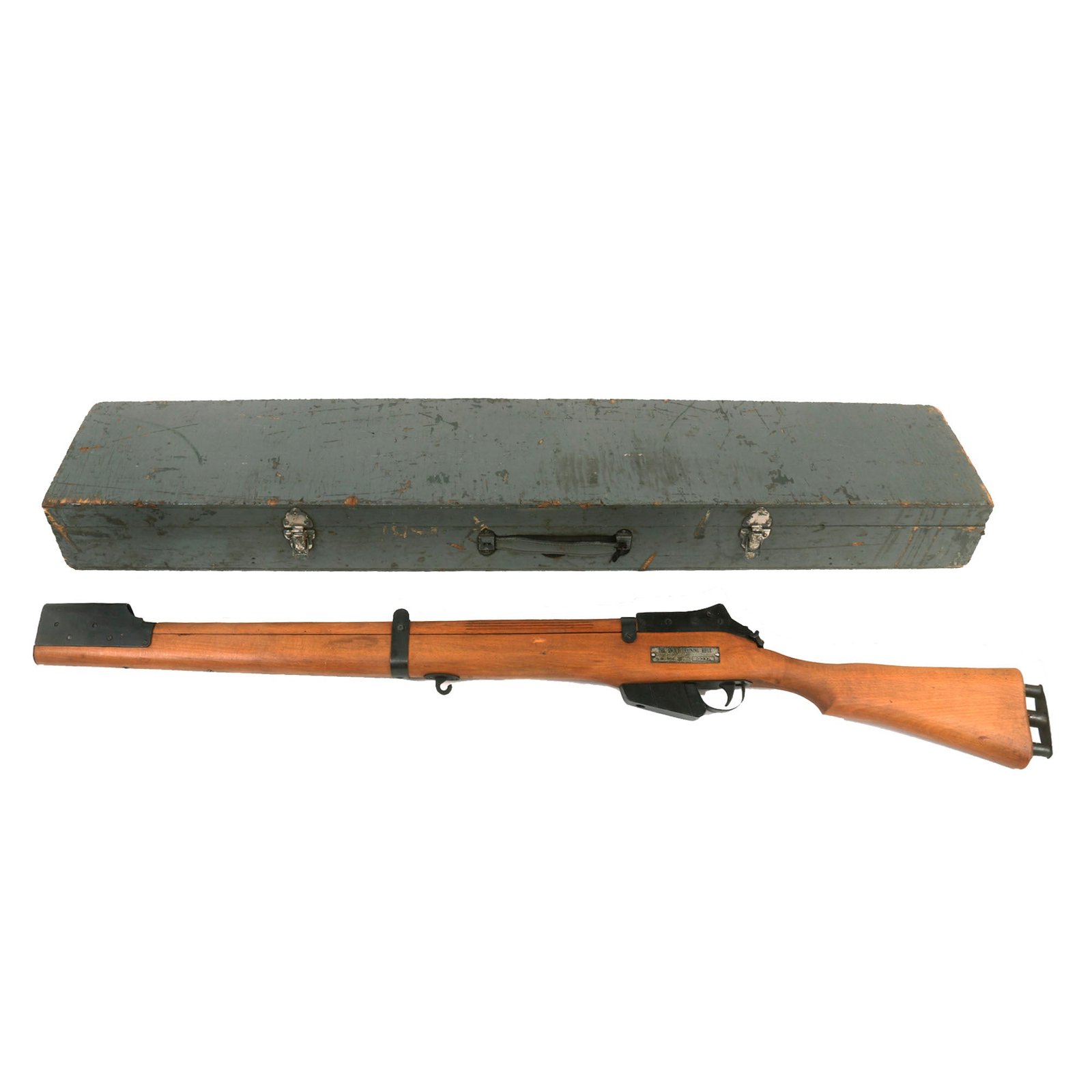 Buy Original British WWII Swift Training Rifle Mk. III in Original Transit Chest - Serial 14404 - Functional with Intact Fork | Original Firearms Antique For Sale