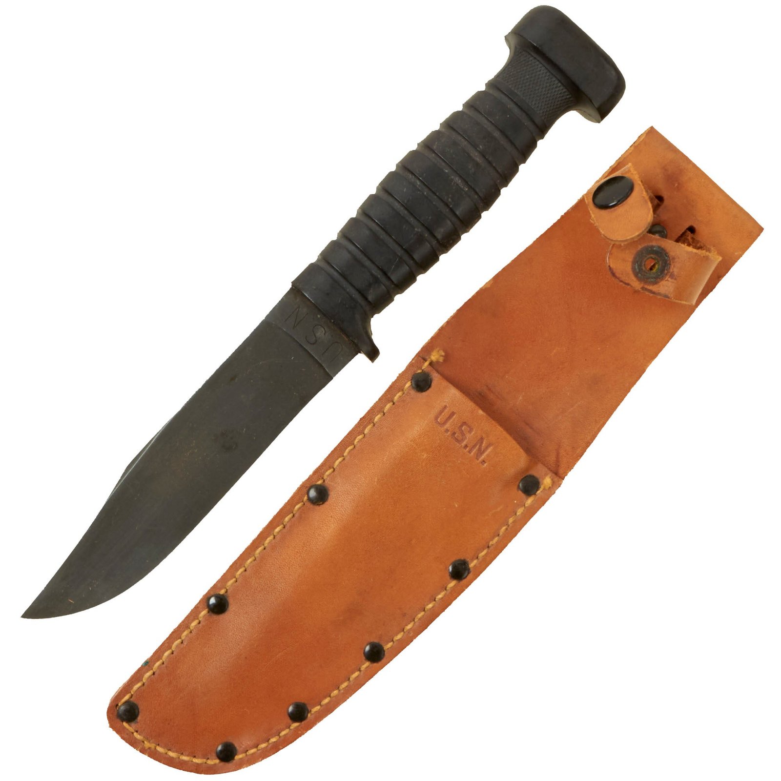 Buy Original U.S. WWII Navy USN Mark 1 Fighting Knife by COLONIAL with Leather Scabbard | Original Firearms Antique For Sale