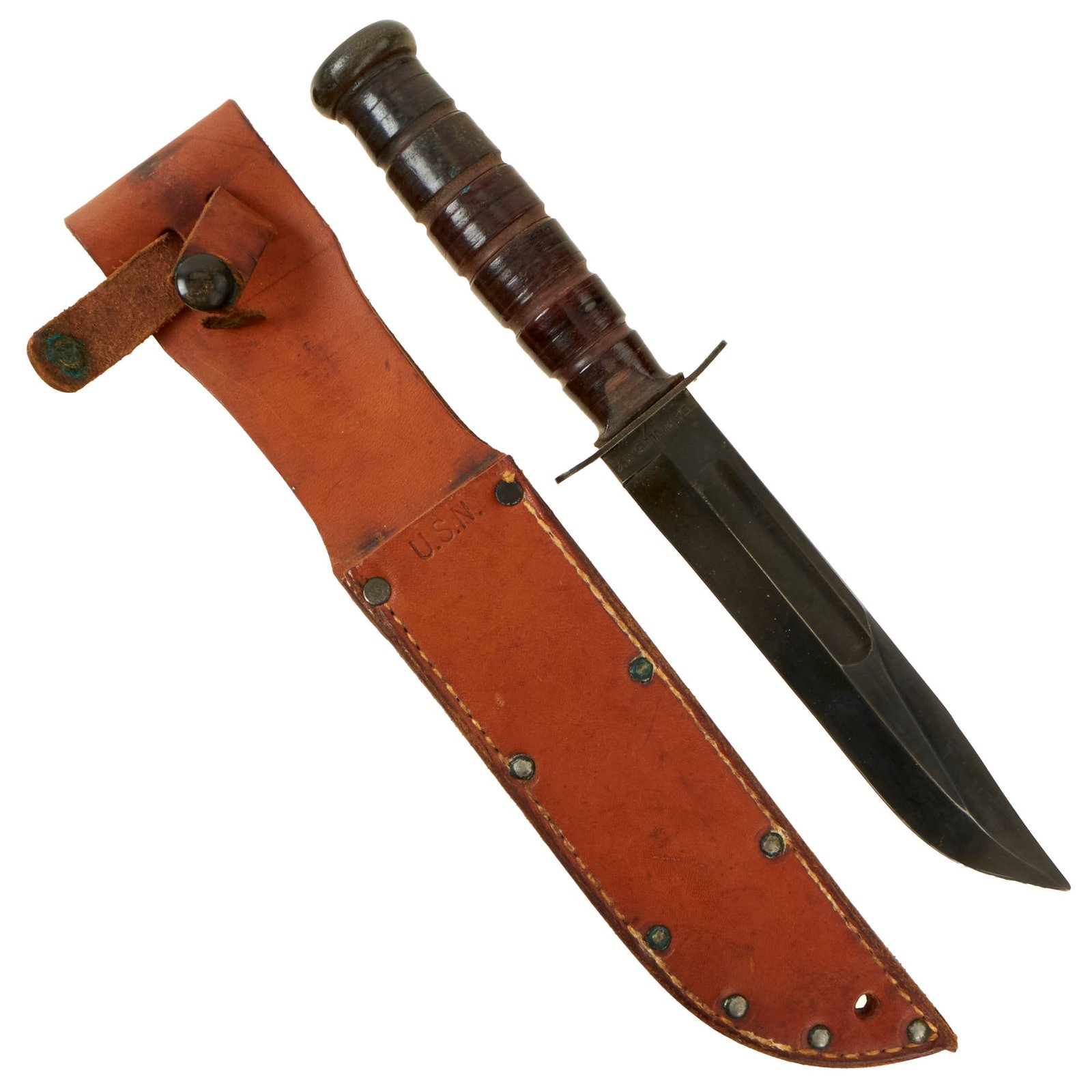 Buy Original U.S. WWII USN Mark 2 KA-BAR Fighting Knife by CAMILLUS in Original Leather Sheath | Original Firearms Antique For Sale