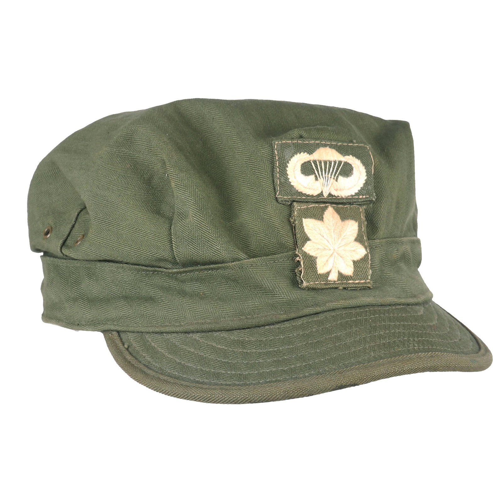 Buy Original U.S. Vietnam War HBT Cap with Theater Made Paratrooper Lieutenant Colonel Insignia - Size 7 | Original Firearms Antique For Sale