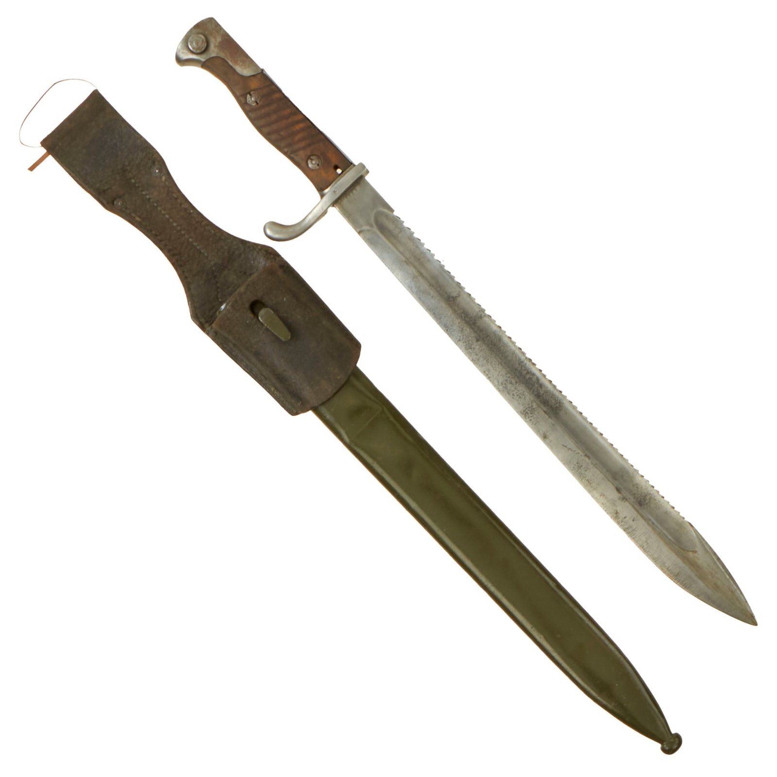 Buy Original German WWI M1898/05 n/A Butcher Sawback Bayonet by Fichtel & Sachs Dated 1917 with Steel Scabbard & Frog | Original Firearms Antique For Sale