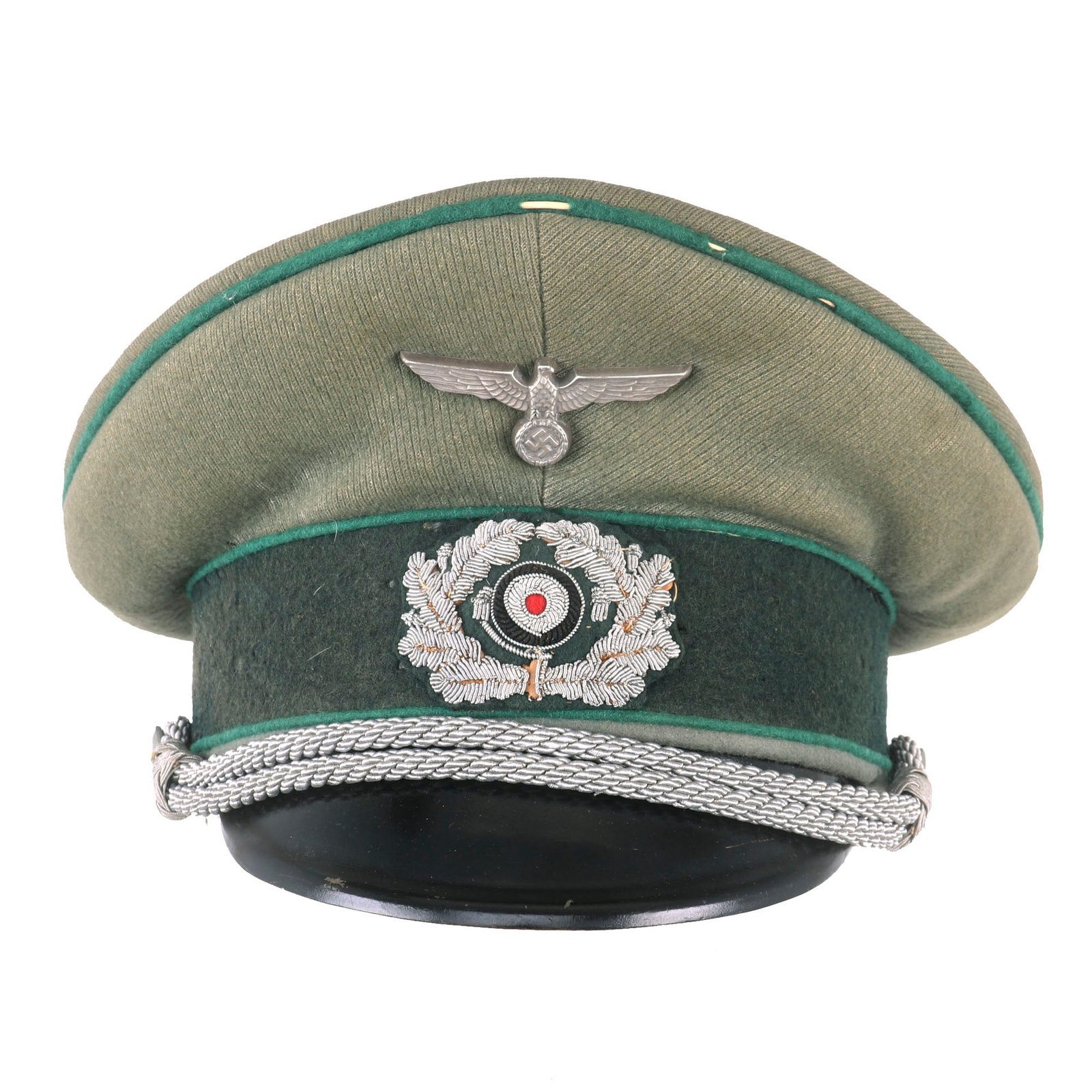 Buy Original German WWII Heer Jäger Officer Schirmmütze Visor Crush Cap by EREL Privat (Double Marked) | Original Firearms Antique For Sale