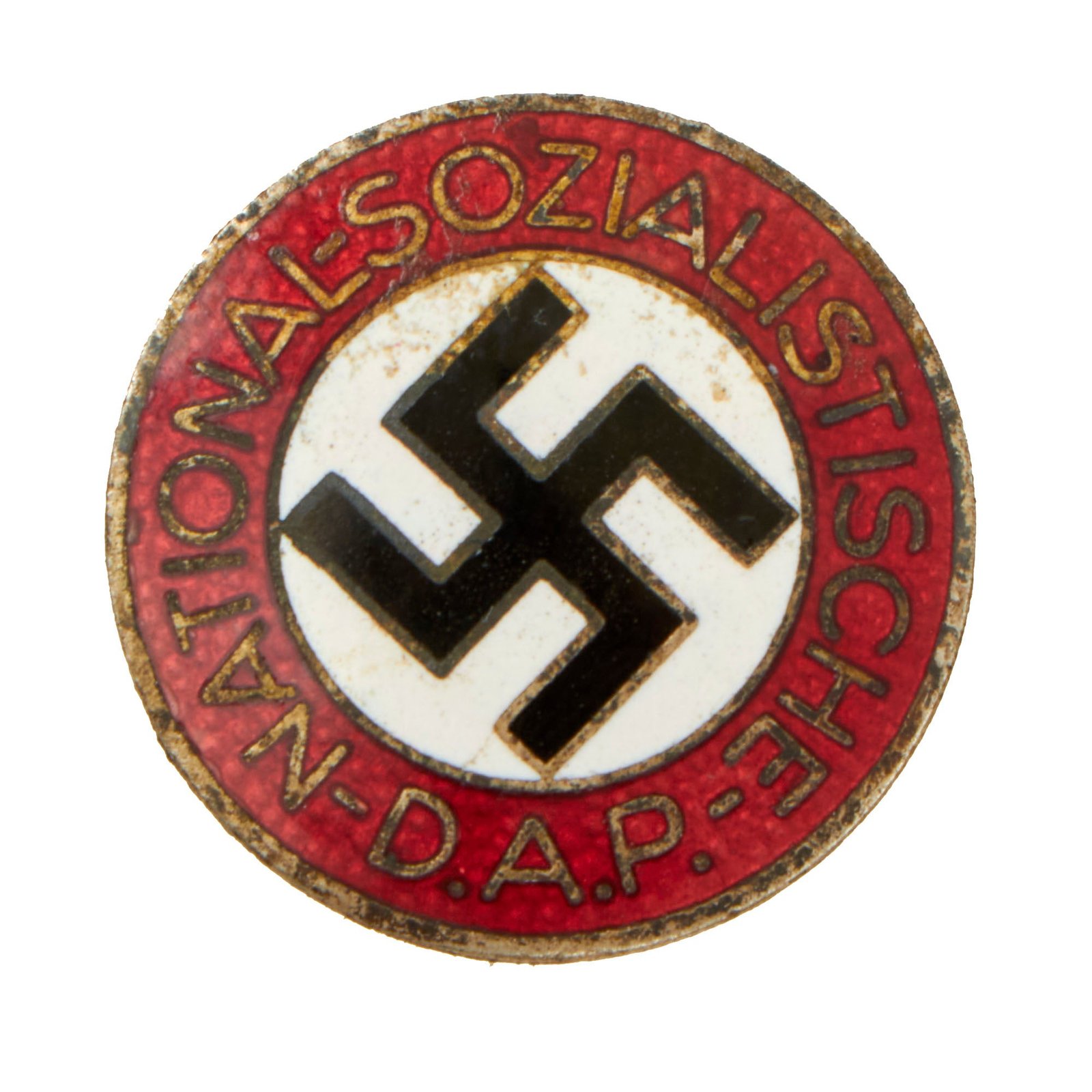 Buy Original German NSDAP Party Enamel Membership Badge Pin by Werner Redo of Saarlautern - RZM M1/100 | Original Firearms Antique For Sale