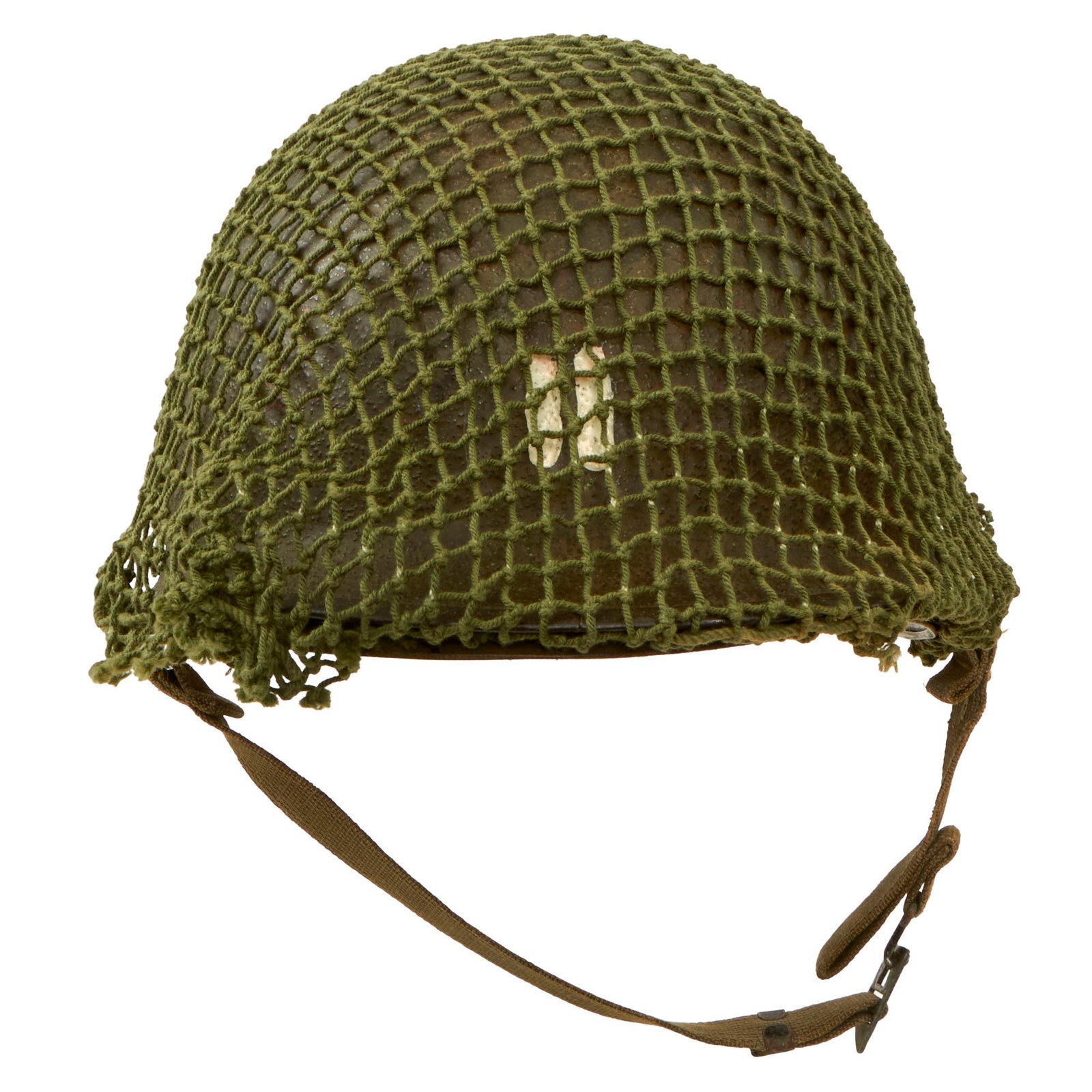 Buy Original U.S. WWII 1944 McCord Front Seam Swivel Bale M1 Helmet with Net and International Molded Plastics Liner with Laundry Number | Original Firearms Antique For Sale