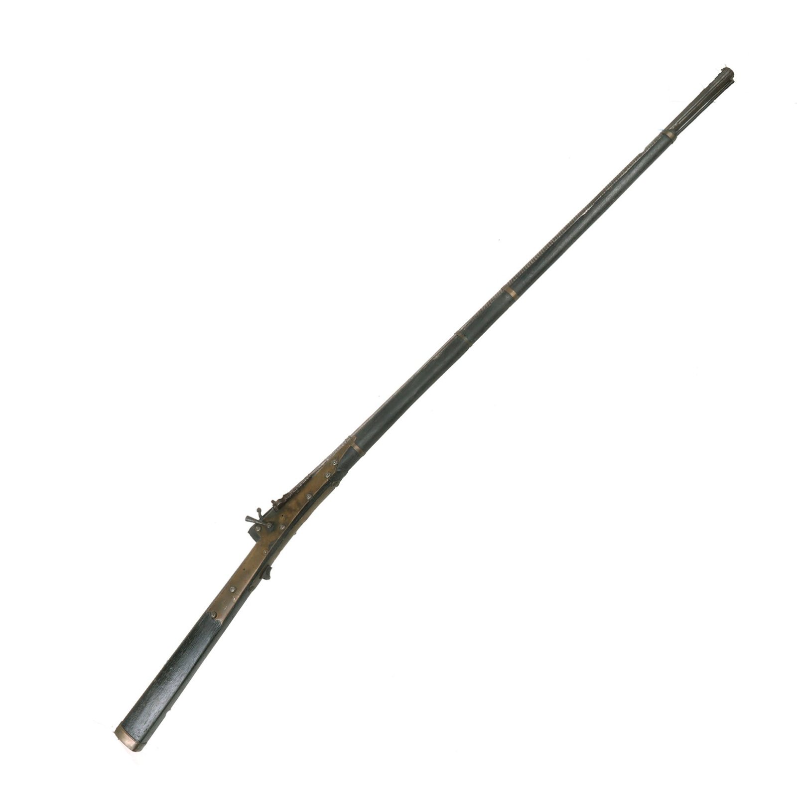 Buy Original Indian Toradar Matchlock Musket with Silver-Inlaid Barrel c. 1780 - 61 ½" Long | Original Firearms Antique For Sale