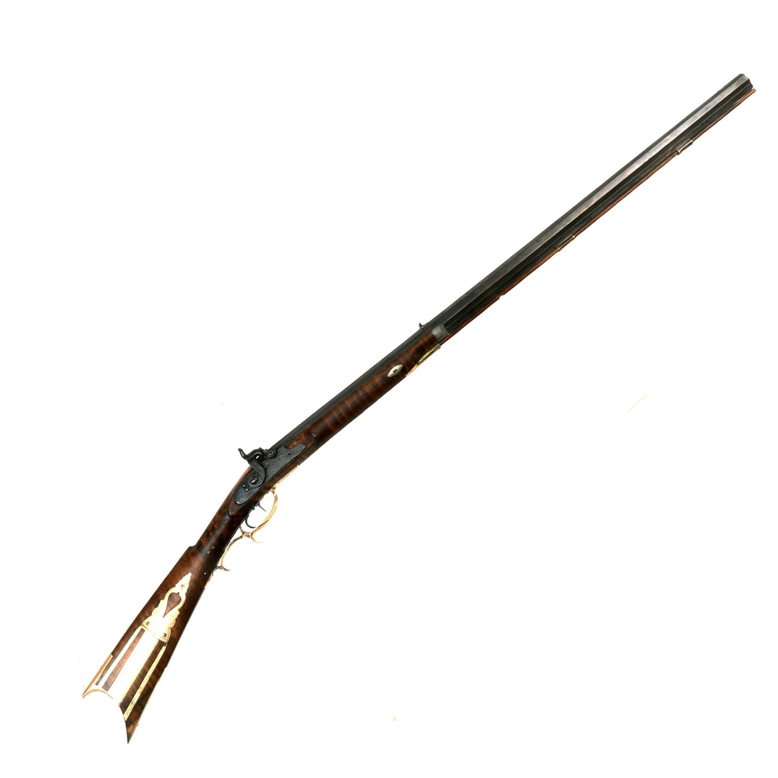 Buy Original U.S. Pennsylvania Percussion Rifle by Samuel Small of New Lisbon, Ohio with Tiger Maple Half Stock and Set Trigger - circa 1850 | Original Firearms Antique For Sale