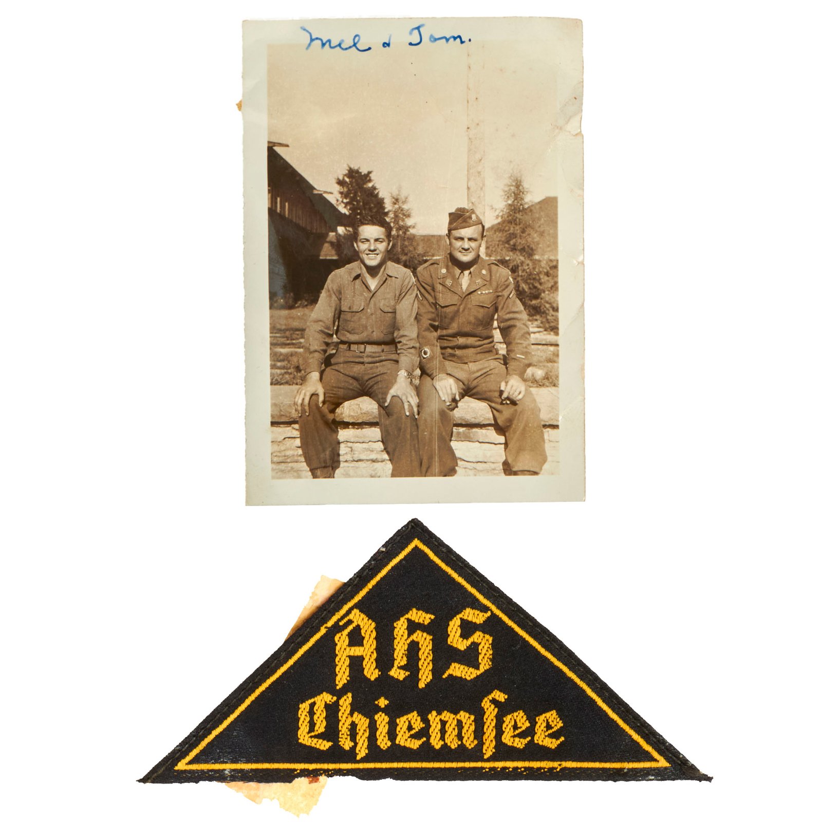 Buy Original German WWII USGI Bring Back HJ National Youth Association School AHS Chiemsee Sleeve Triangle with Torn RZM Tag & Photo | Original Firearms Antique For Sale