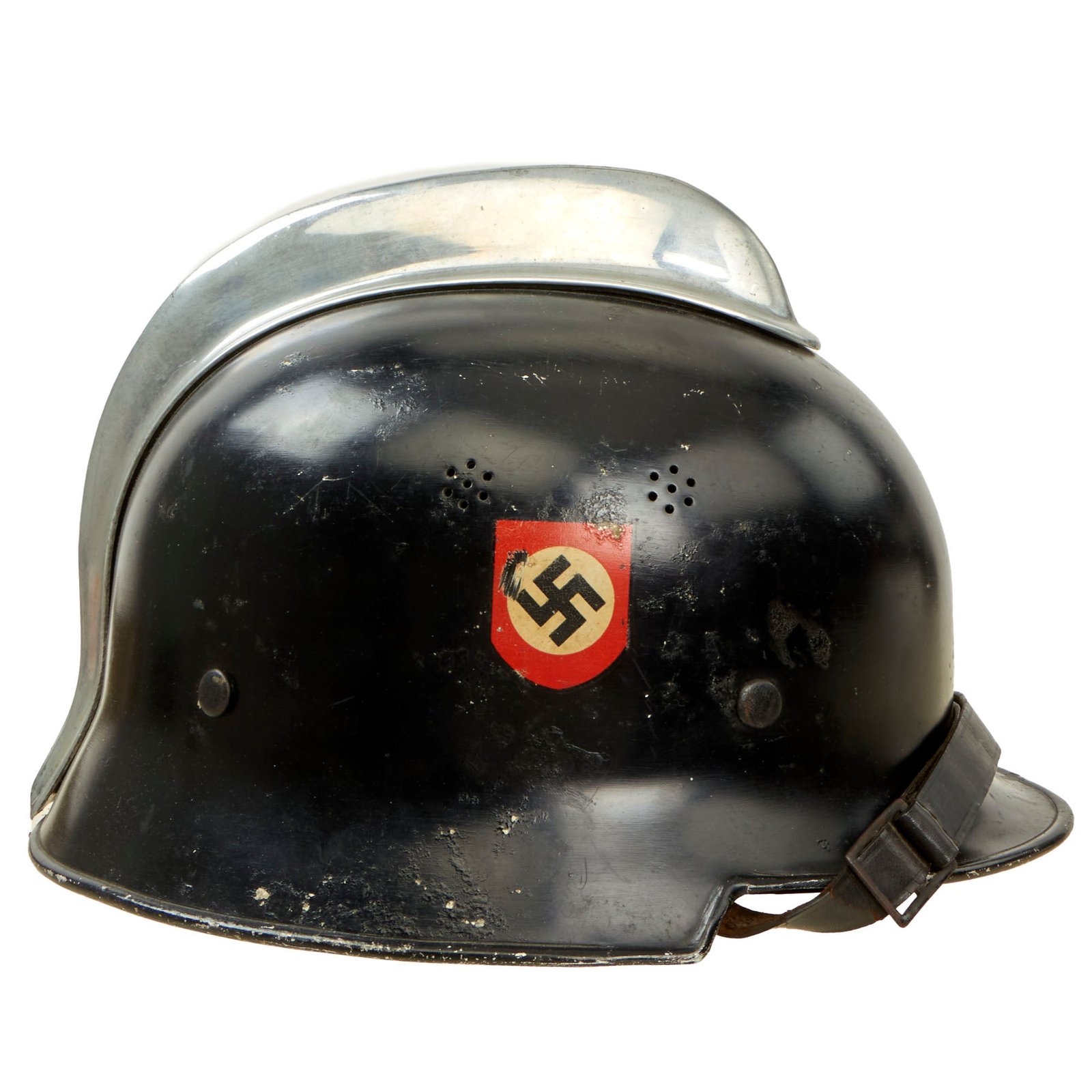 Buy Original German WWII M34 Square Dip Aluminum Double Decal  Fire Police Helmet by BXF with Aluminum Comb - Feuerwehr Helmet | Original Firearms Antique For Sale