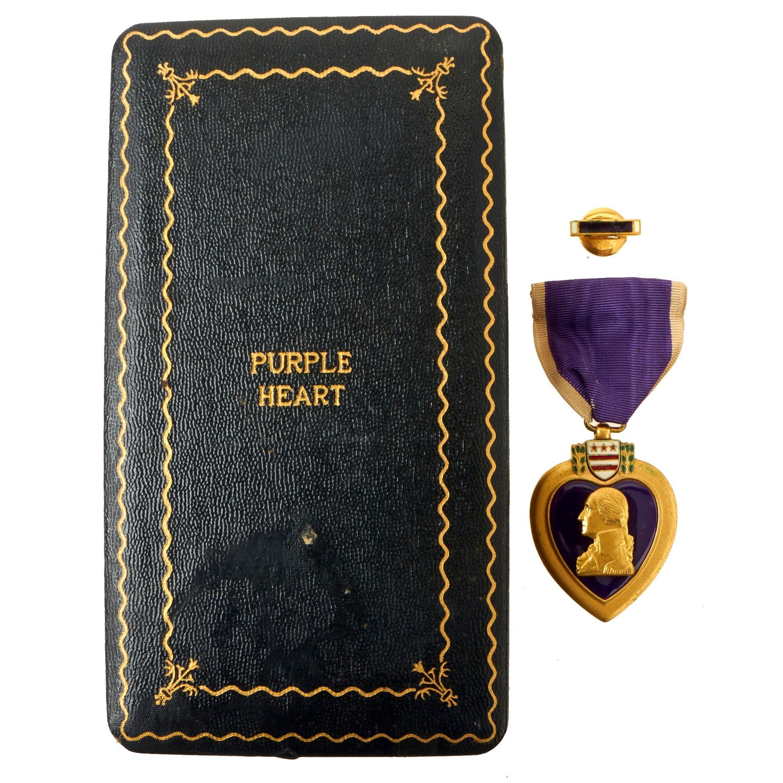 Buy Original U.S. WWII Privately Engraved Purple Heart & Pin in Original Box - Silver Star Recipient | Original Firearms Antique For Sale