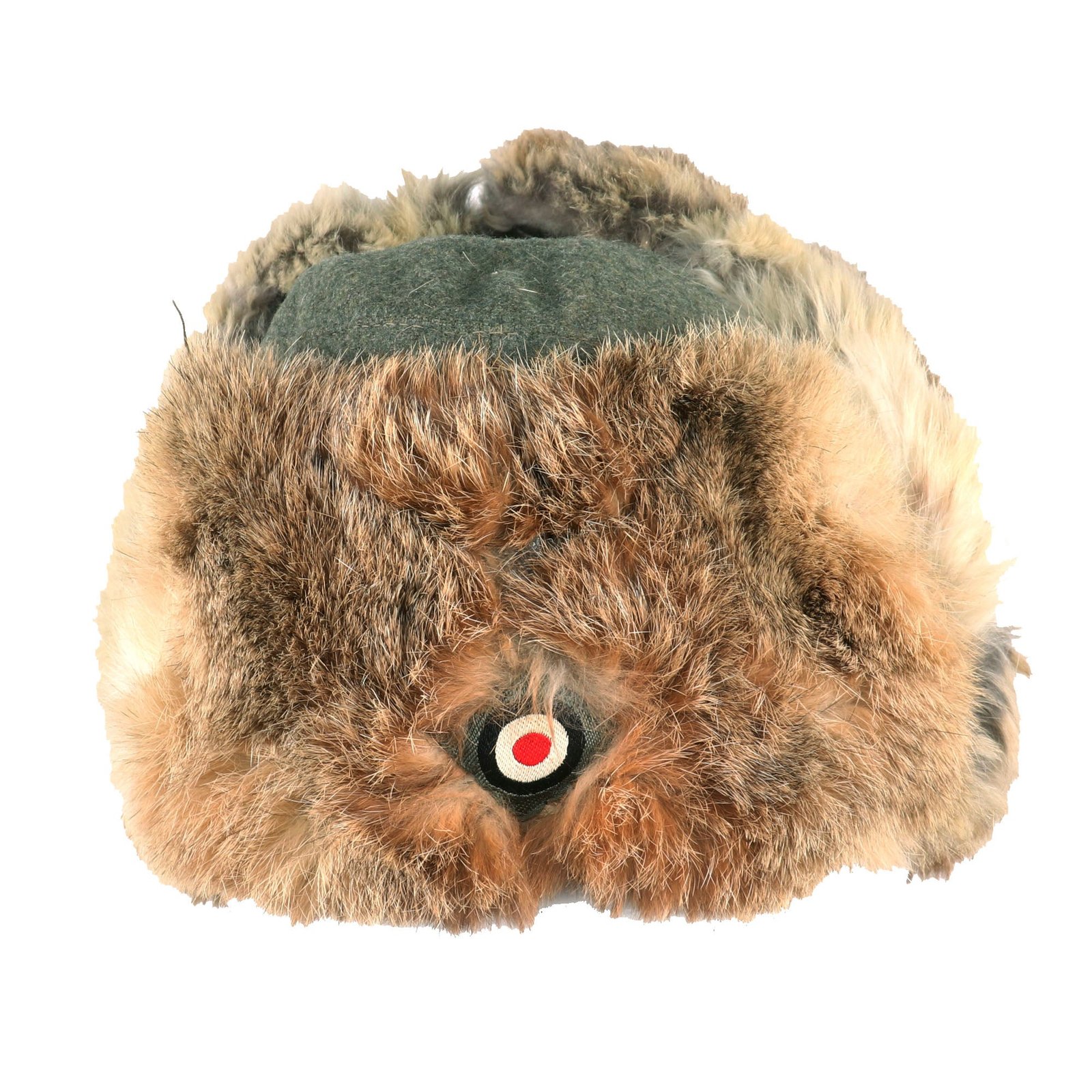 Buy Original German WWII Eastern Front White Rabbit Fur Winter Hat with Heer Reichsadler Eagle & Tri-Color Cockade - Winterfellmütze - Dated 1942 | Original Firearms Antique For Sale