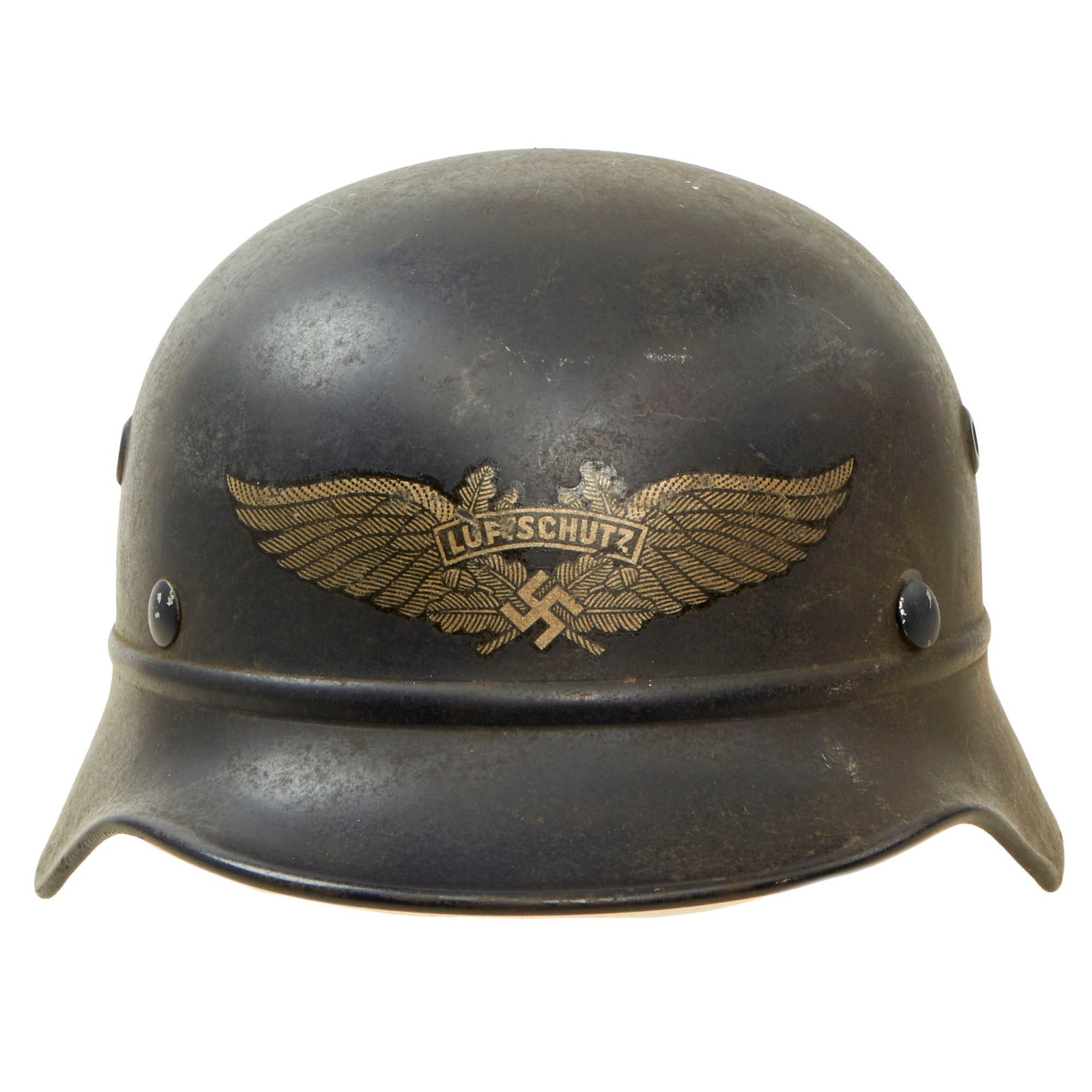 Buy Original German WWII Luftschutz Civil Air Defense Beaded M40 Helmet with 57cm Liner & Chinstrap by Quist - Q64 | Original Firearms Antique For Sale