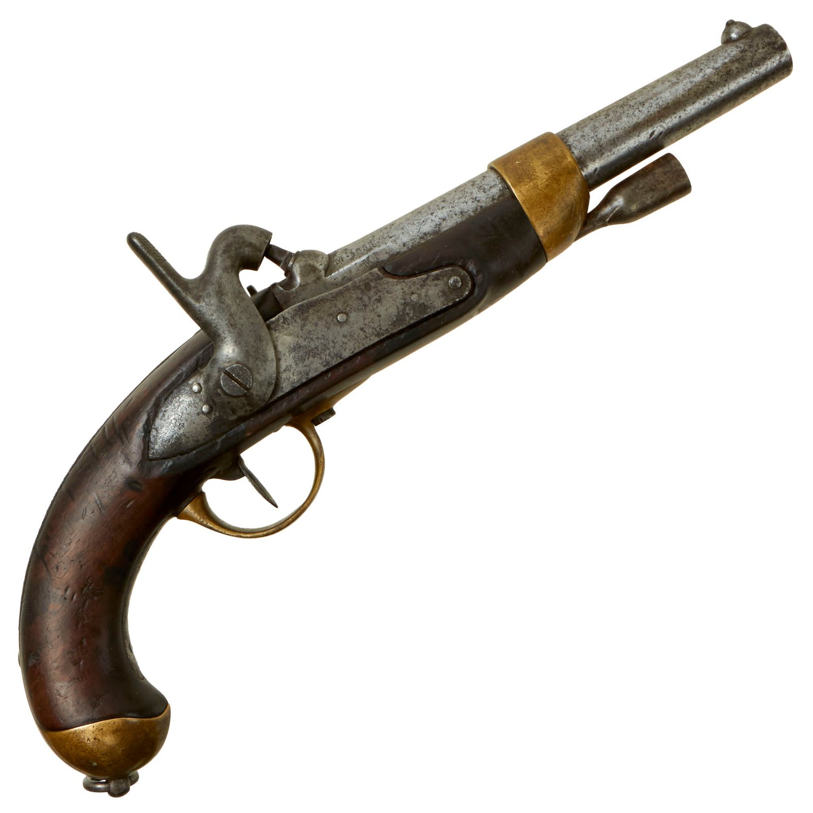 Buy Original U.S. Civil War Era French Navy Modèle 1822T bis Percussion Converted Pistol by Mutzig Arsenal | Original Firearms Antique For Sale