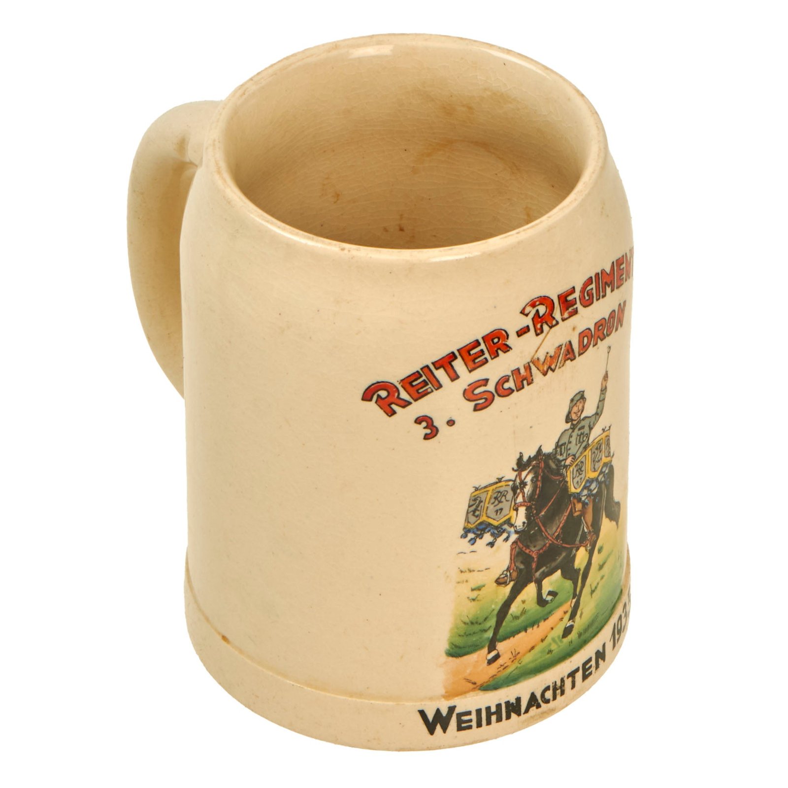 Buy Original German Inter War Reichswehr Bavarian Reiter-Regiment 17 3. Schwadron Regimental Christmas 1935 Beer Stein | Original Firearms Antique For Sale