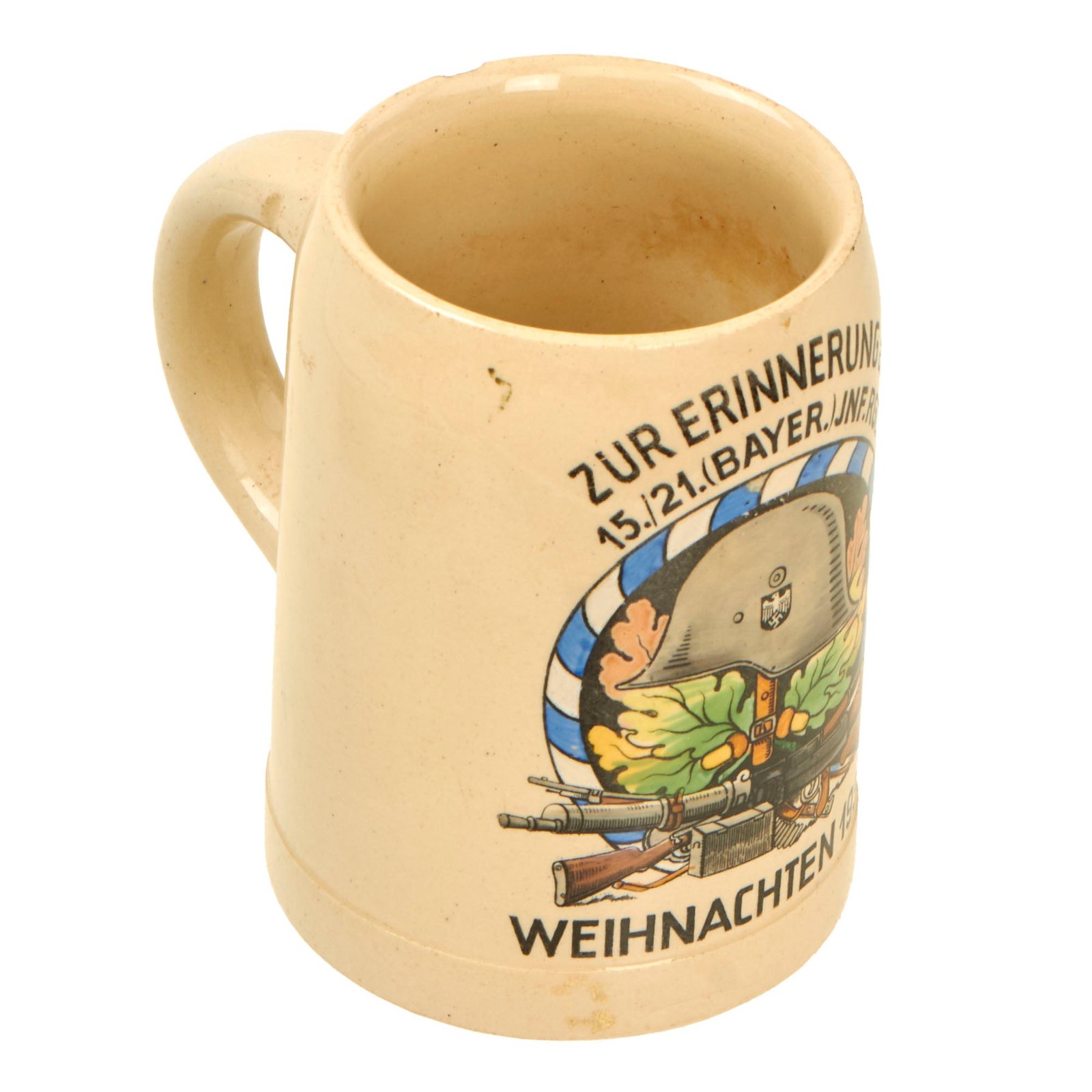 Buy Original German Inter War Reichswehr Bavarian 15./21. (Bayer) Inf. Rgt. Battalion Regimental Christmas Beer Stein | Original Firearms Antique For Sale