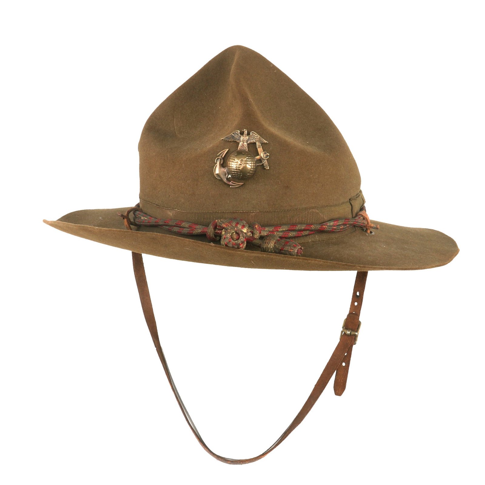Buy Original U.S. Pre-WWII U.S.M.C. 1920s-1930s Officer’s M-1912 Campaign Hat with Cord & EGA - Original Chinstrap | Original Firearms Antique For Sale