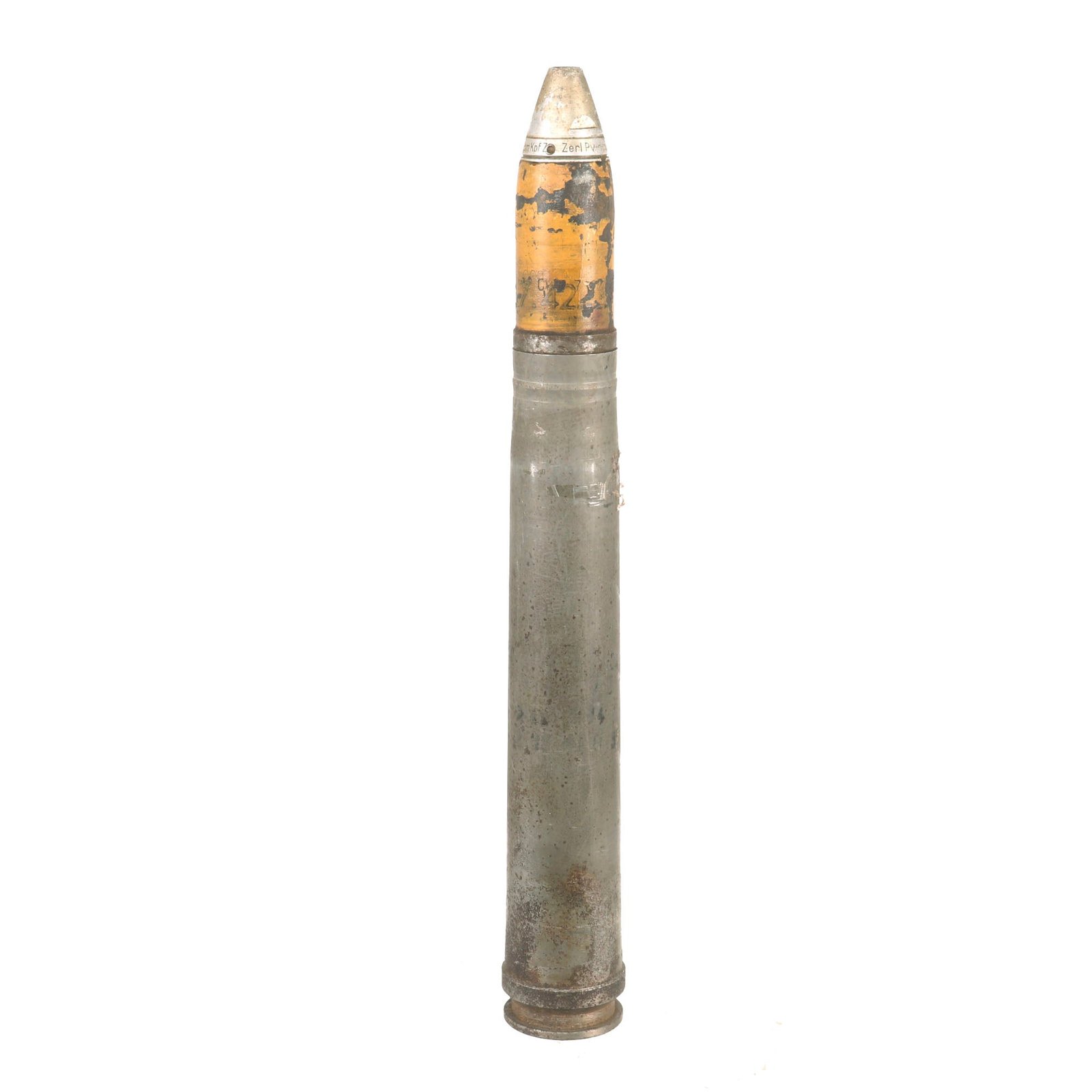 Buy Original German WWII Flak High Explosive 3.7cm Shell - 37mm Anti-Tank - Dated 1942 | Original Firearms Antique For Sale